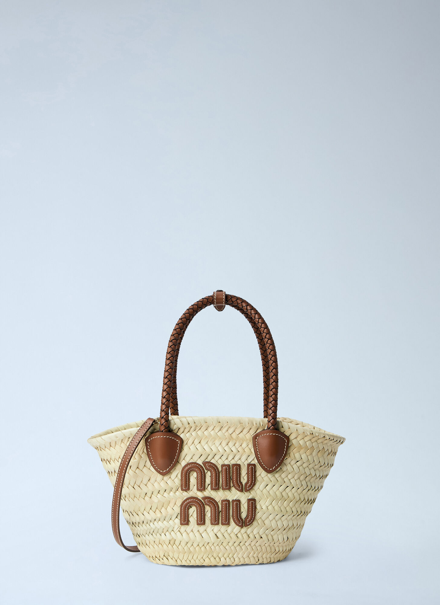 Miu Miu Miu Miu Woven Fabric Tote Bag - Woman Handbags Beige One Size　ミュウミュウ ウーブン ファブリック トート バッグ - 女性用ハンドバッグ ベージュ フリー サイズ