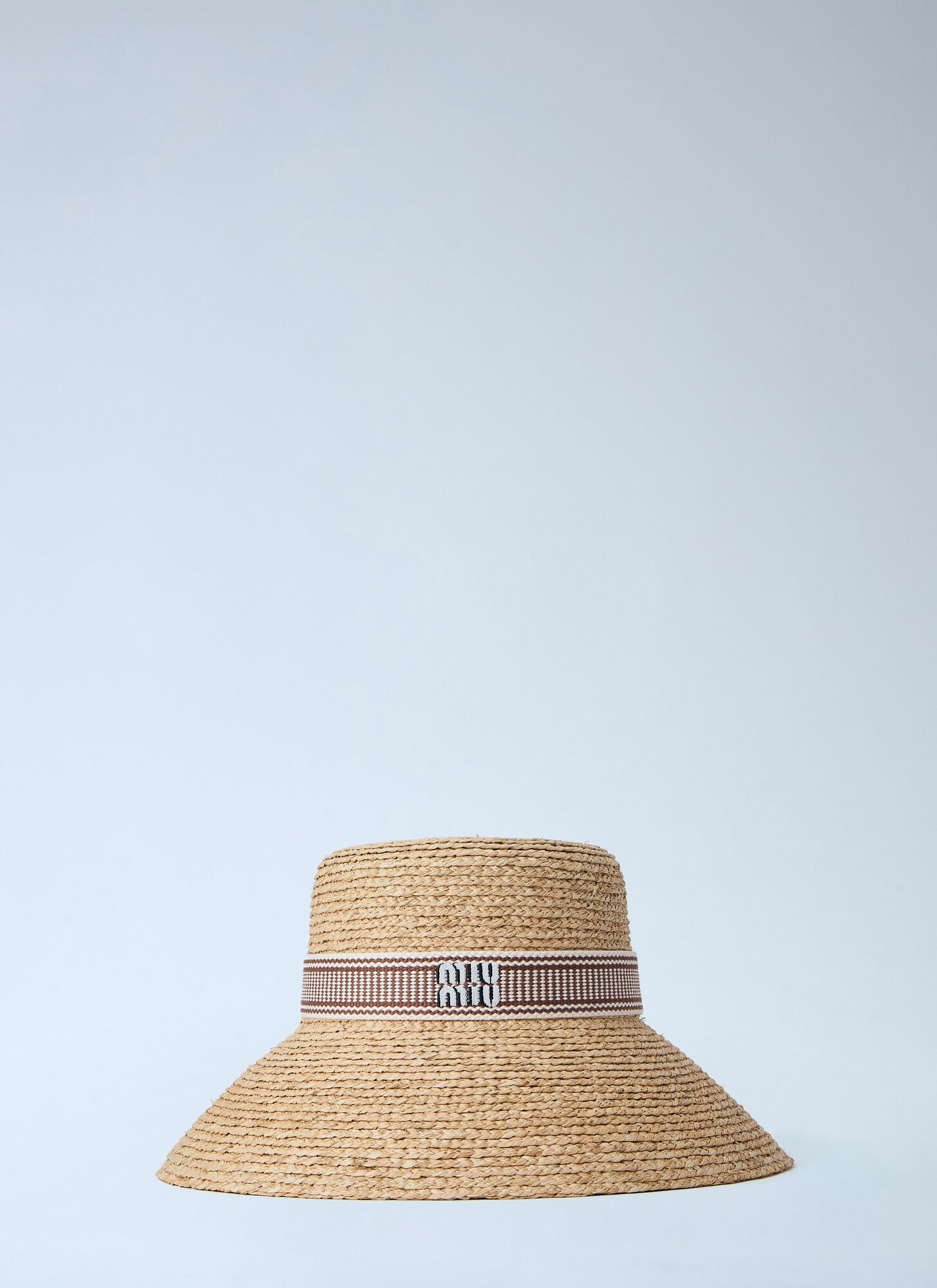 Miu Miu Miu Miu Woven Straw Hat With Logo Band - Woman Hats Beige M　ミュウミュウ ロゴバンド付きストローハット - 女性用帽子 ベージュ M