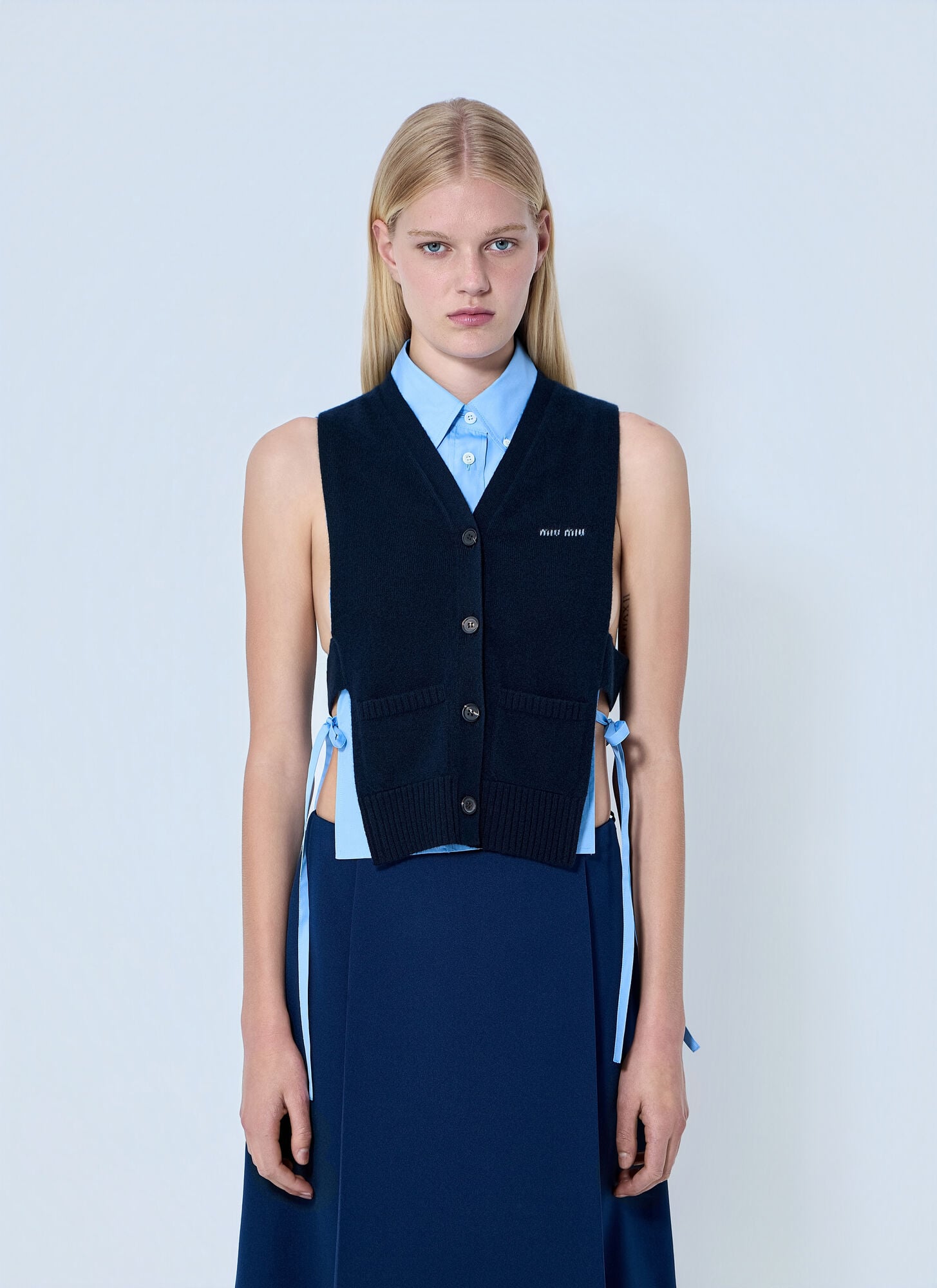 Miu Miu Blue Cashmere Sleeveles Sweater - IT40 | M - Image 1