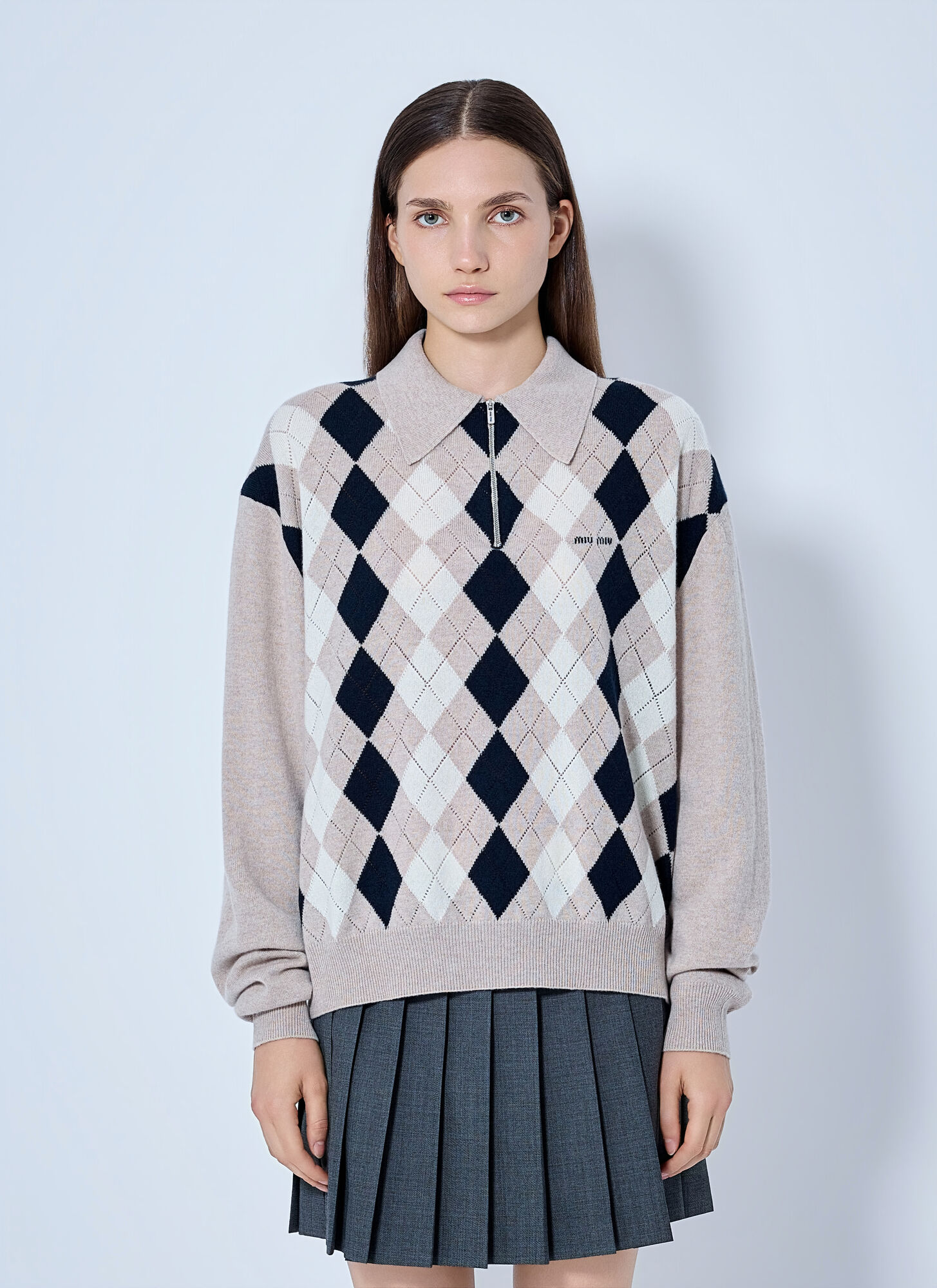 Miu Miu Logo Cashmere Polo Shirt - Image 2