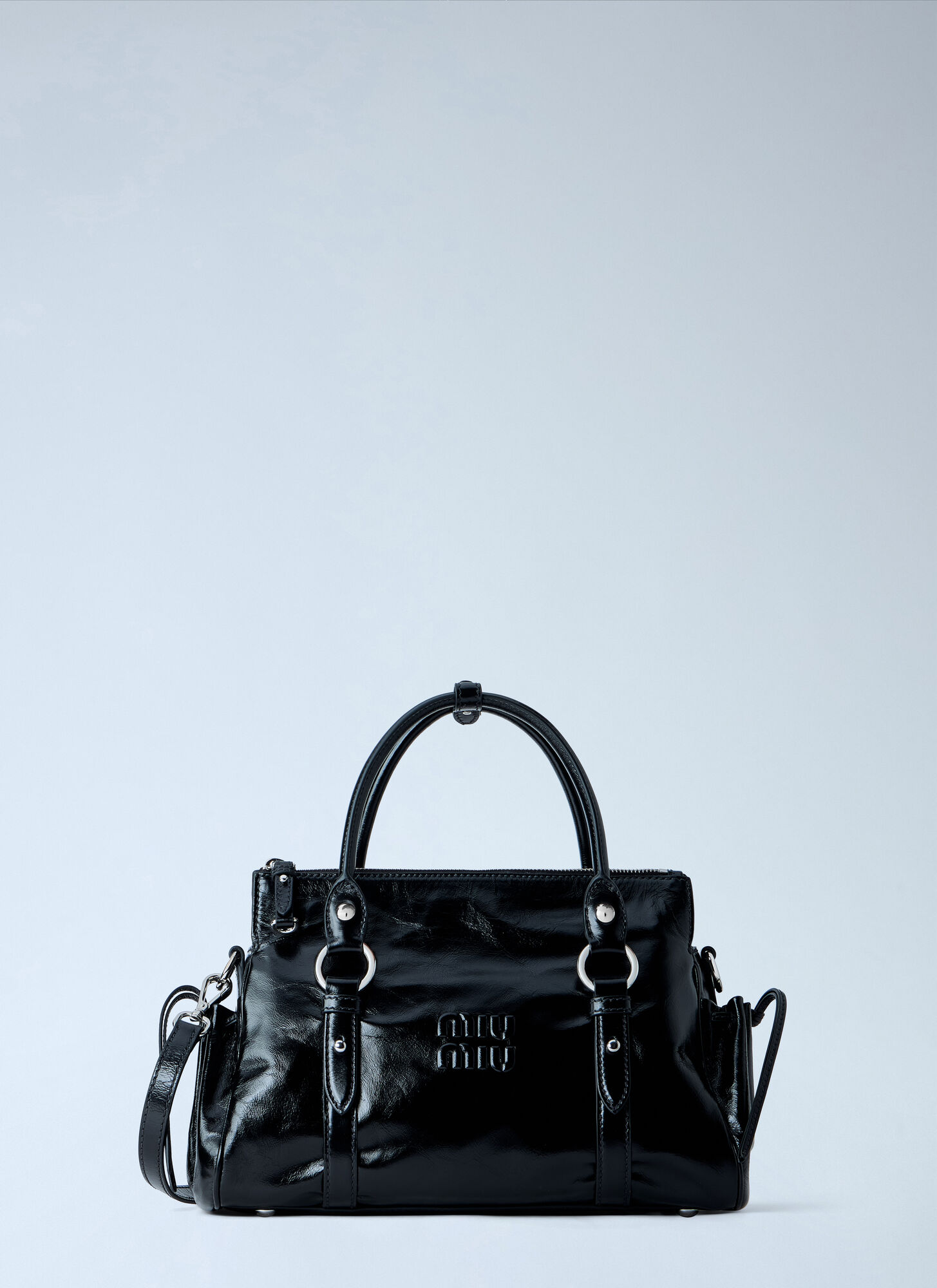 Miu Miu Women's Black Shiny Leather Handbag - Image 4