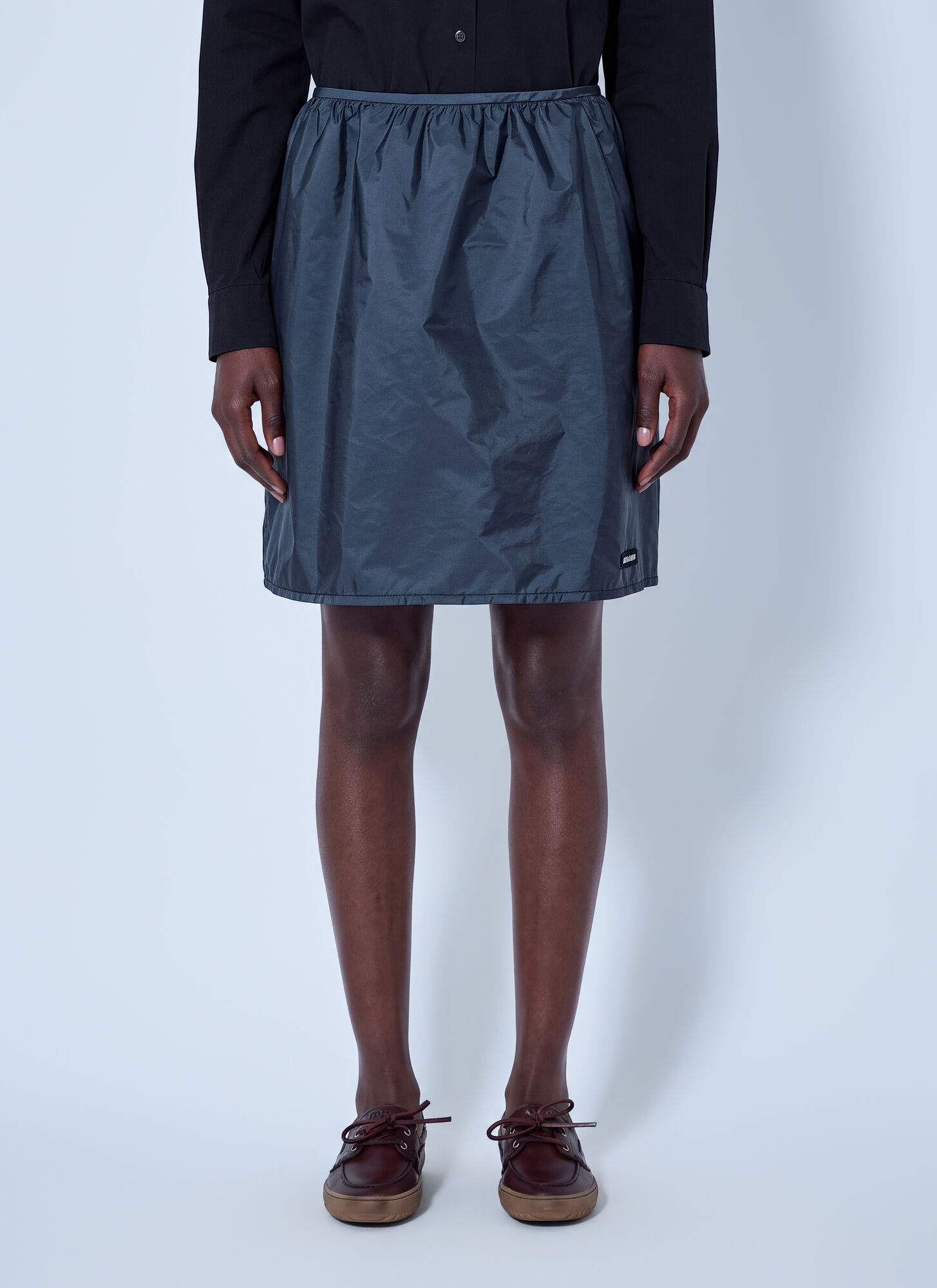 Miu Miu Technical Fabric Skirt - Female - Midi Skirts - Gray - S - Skirts - Image 2