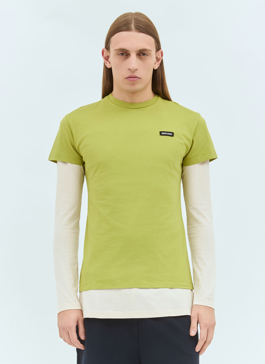 Miu Miu Set Of Three Jersey T-shirts In Blue