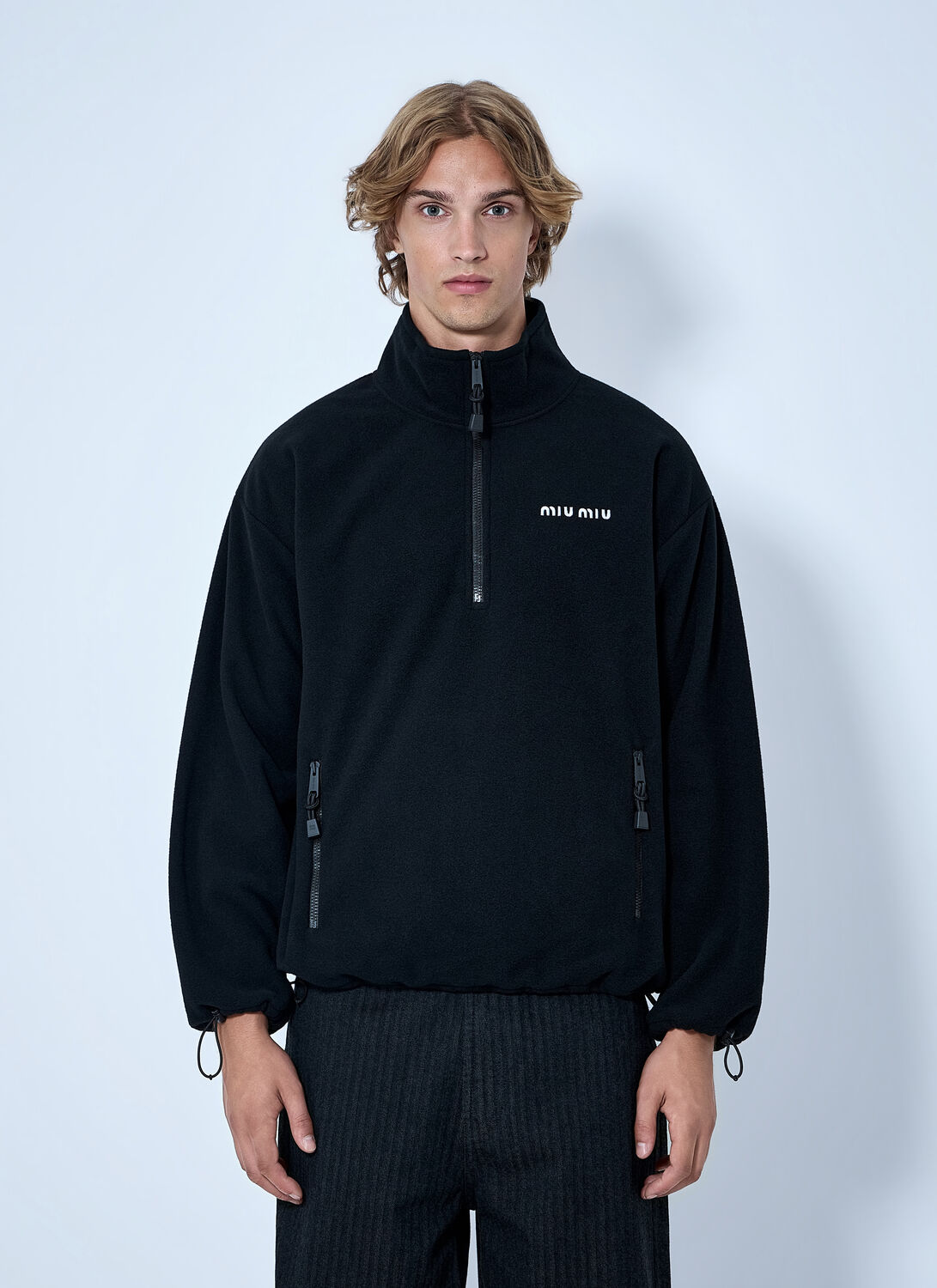 Miu Miu Half-zip Fleece Sweatshirt -  Sweatshirts Black Xl