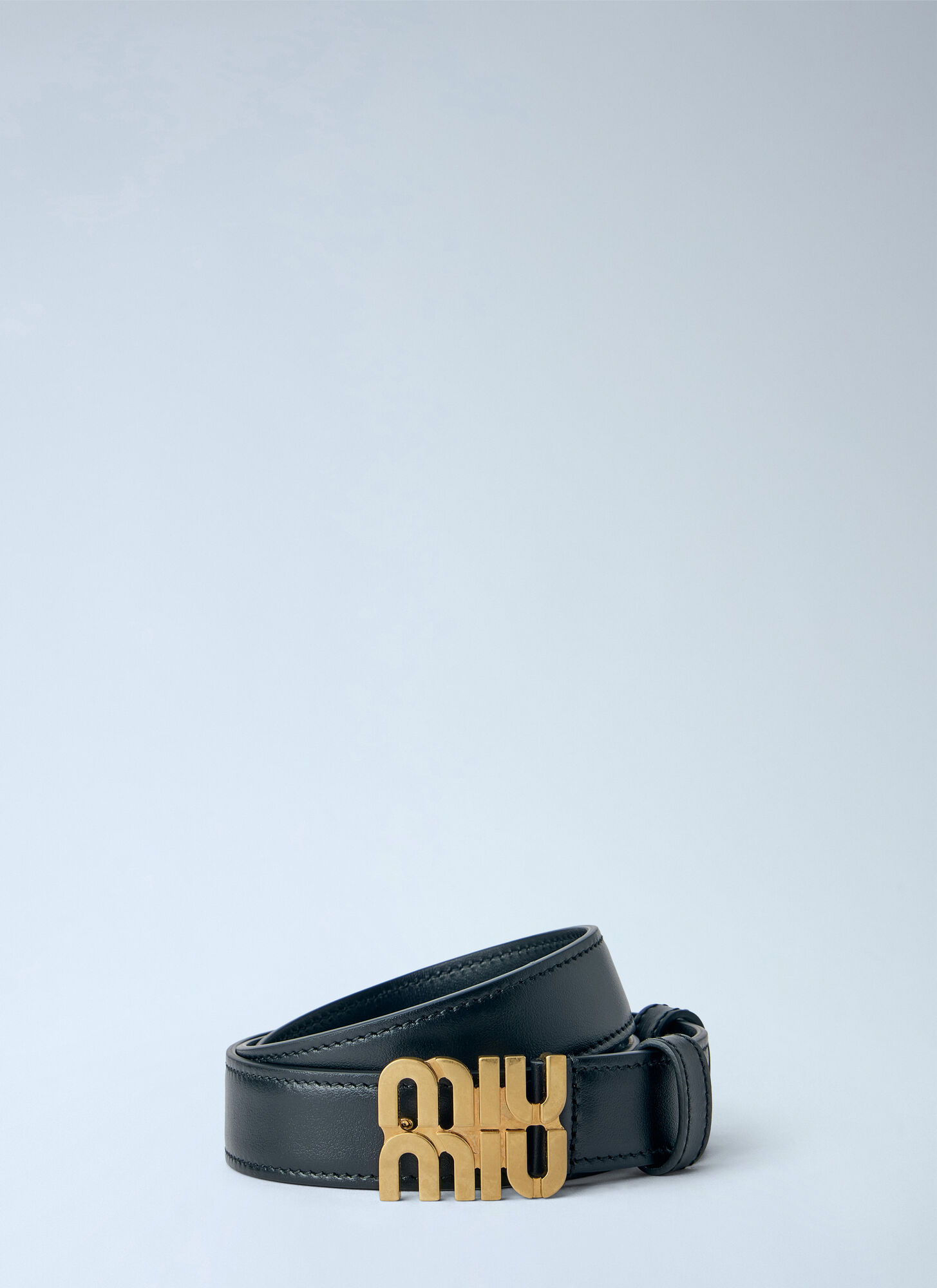 Miu Miu Unisex Black Logo Buckle Leather Belt - Belts 80