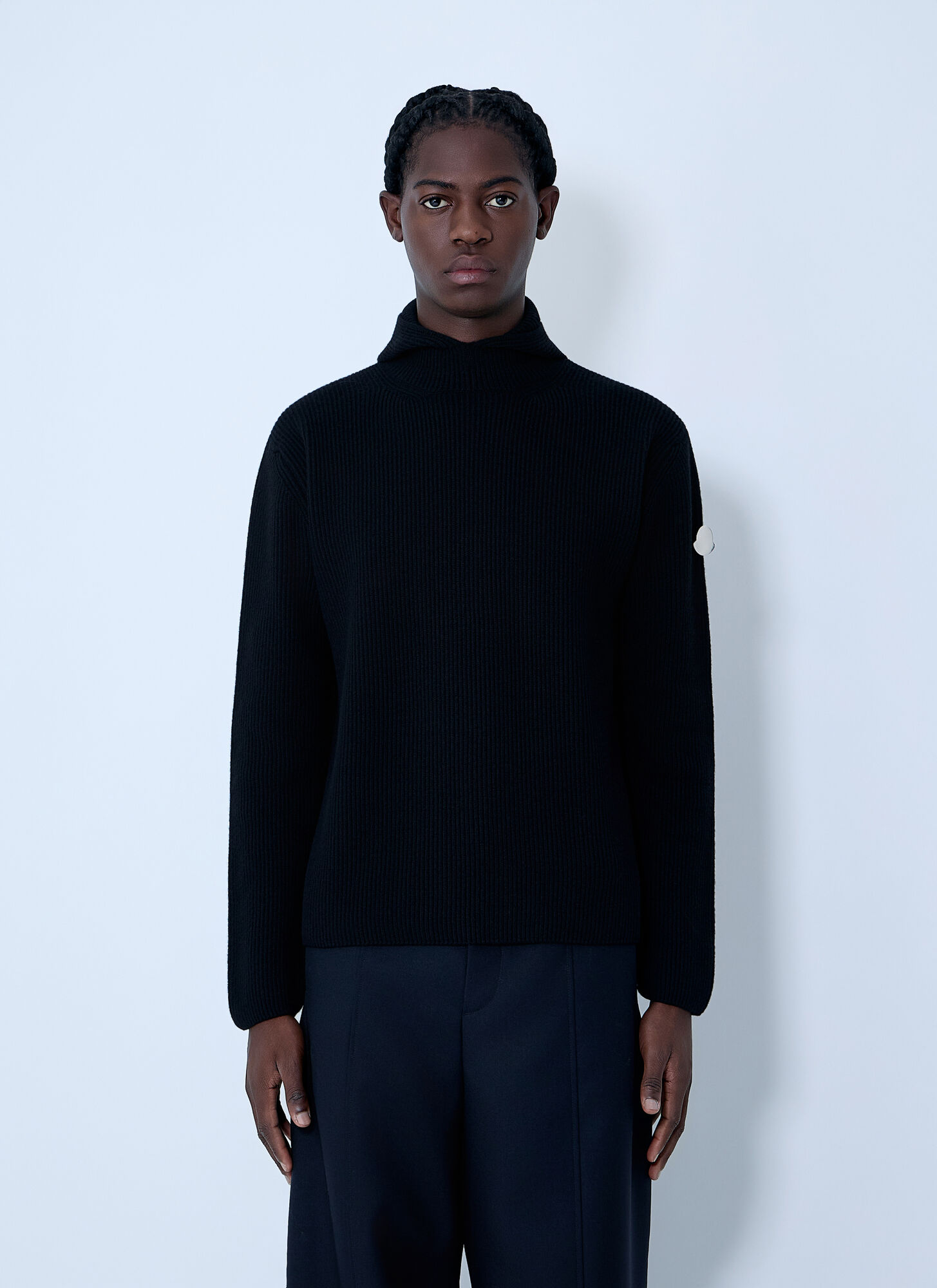 Moncler X Jil Sander Men's Black Felted Wool Hooded Sweater - Man Sweatshirts Xs