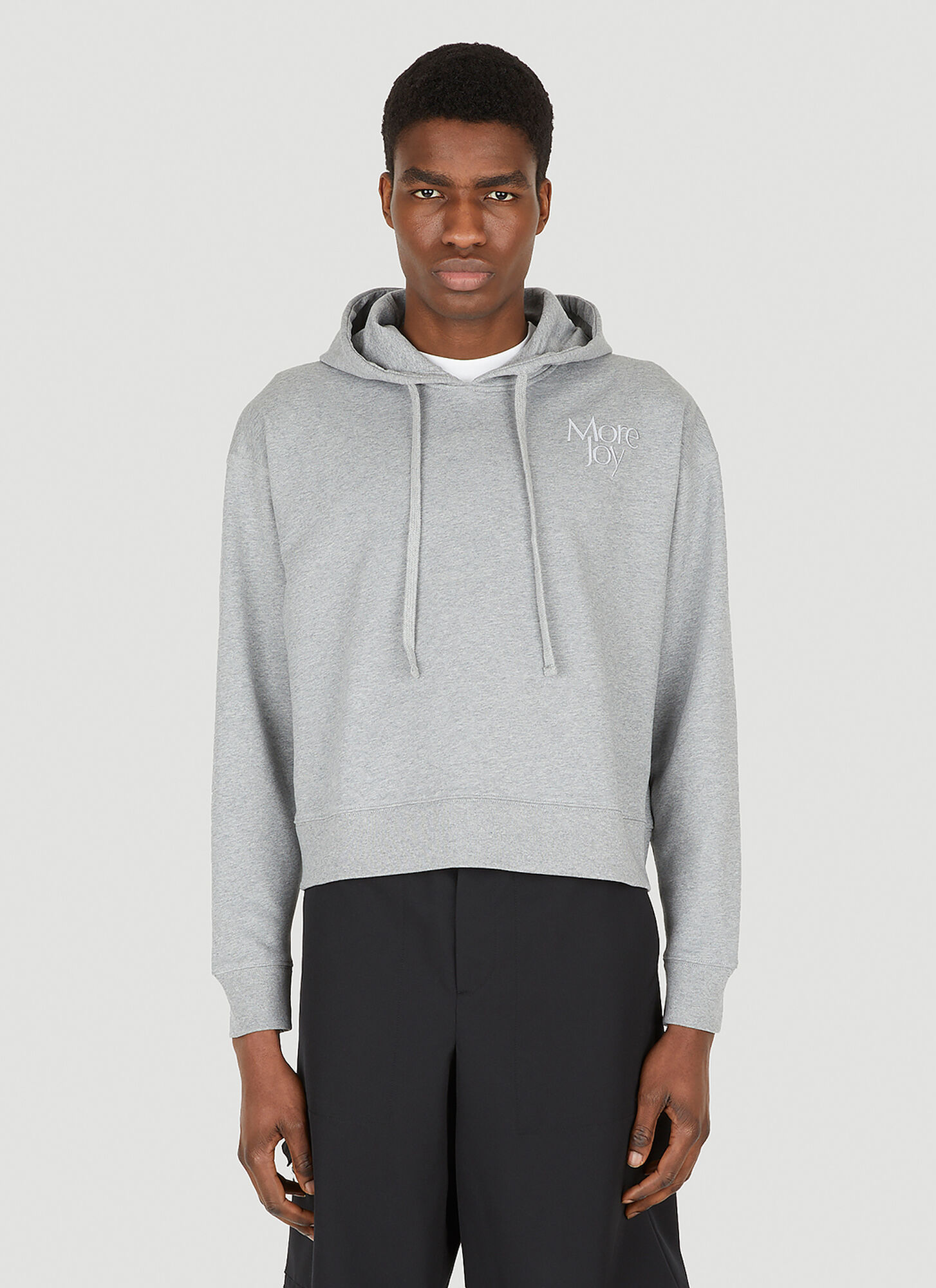 More Joy Unisex Light Grey Cropped Hooded Sweatshirt - Sweatshirts Xs