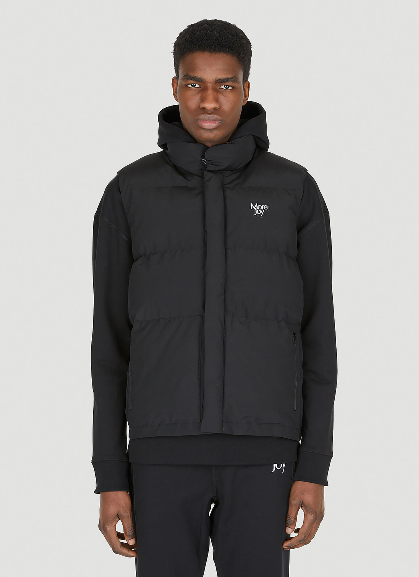 More Joy Unisex Black Logo Puffer Vest - Jackets S