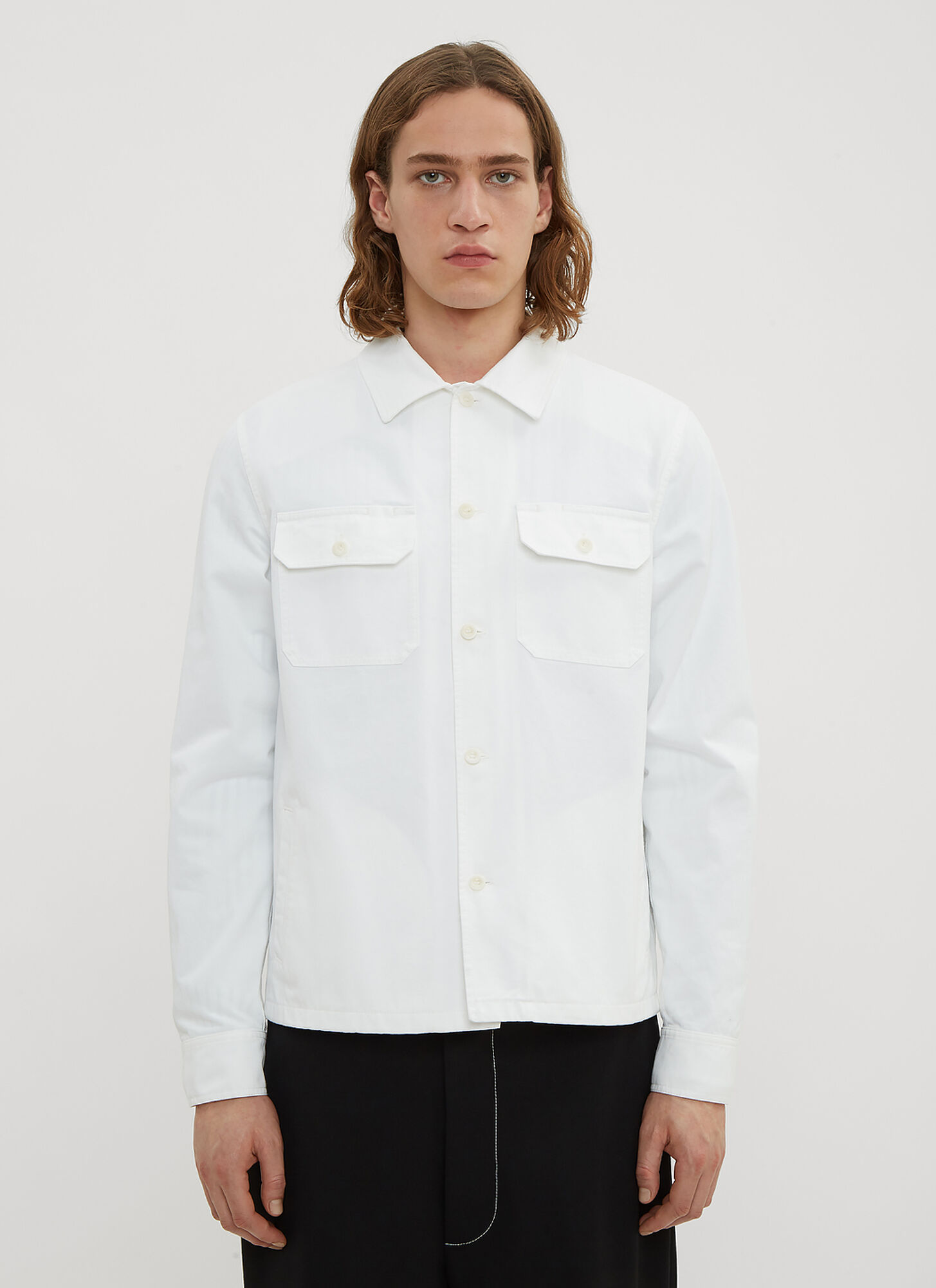 Maison Margiela Men's White Cotton Gabardine Shirt - Man Shirts Eu - 40