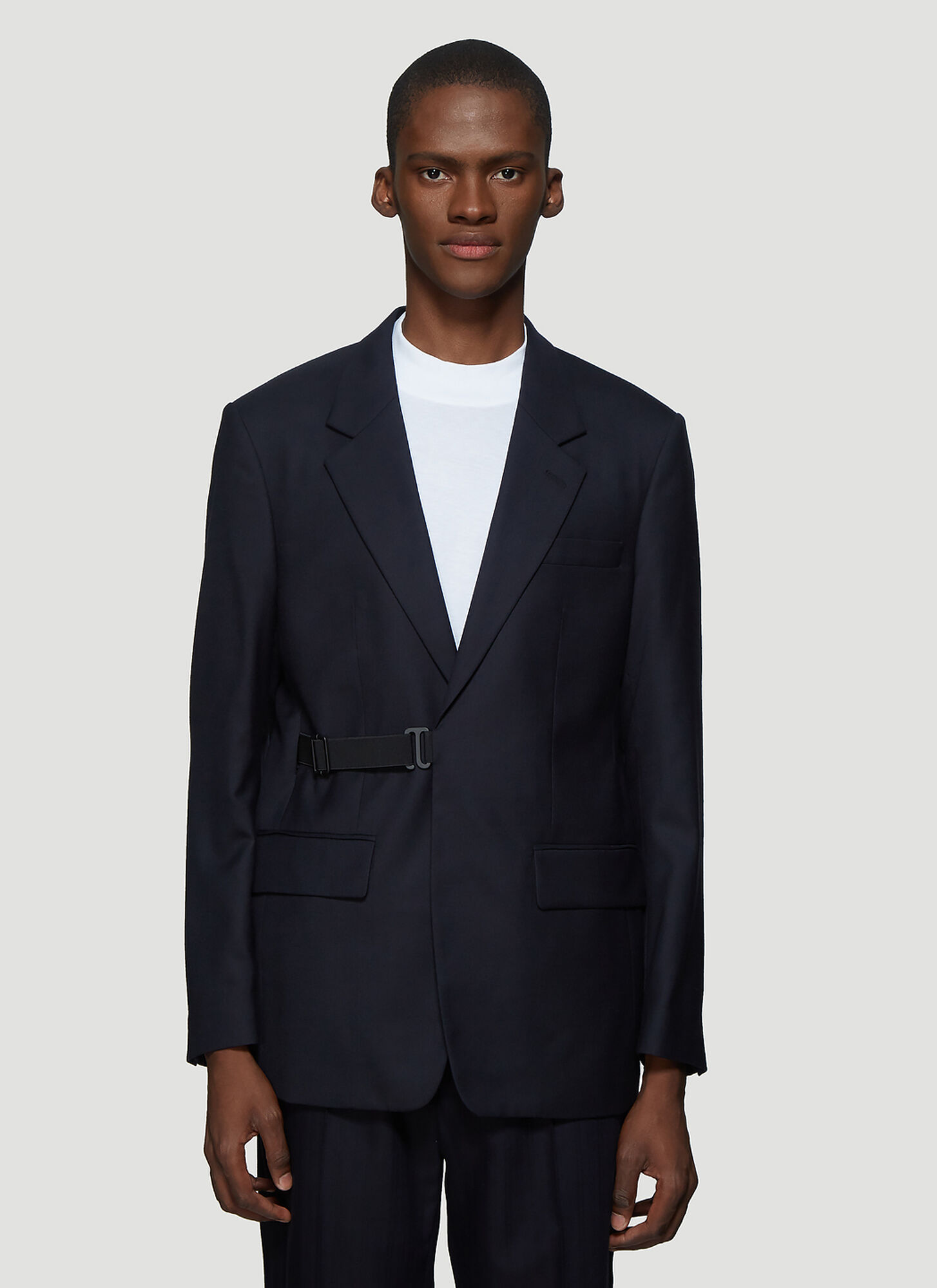 Maison Margiela Men's Navy Strap-Fastening Blazer - Man Jackets M