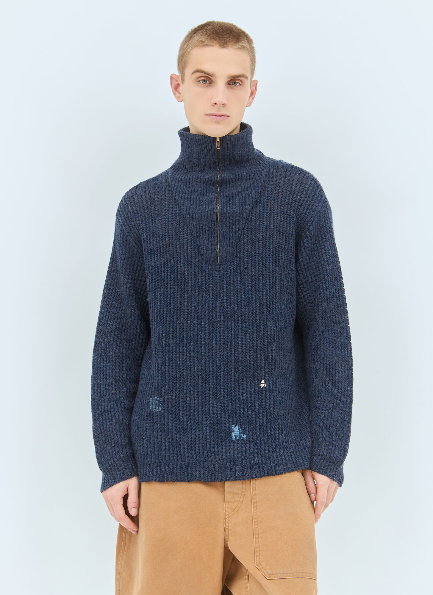 Maison Margiela Men's Blue Summer Shetland Knit Sweater - Man Sweaters S