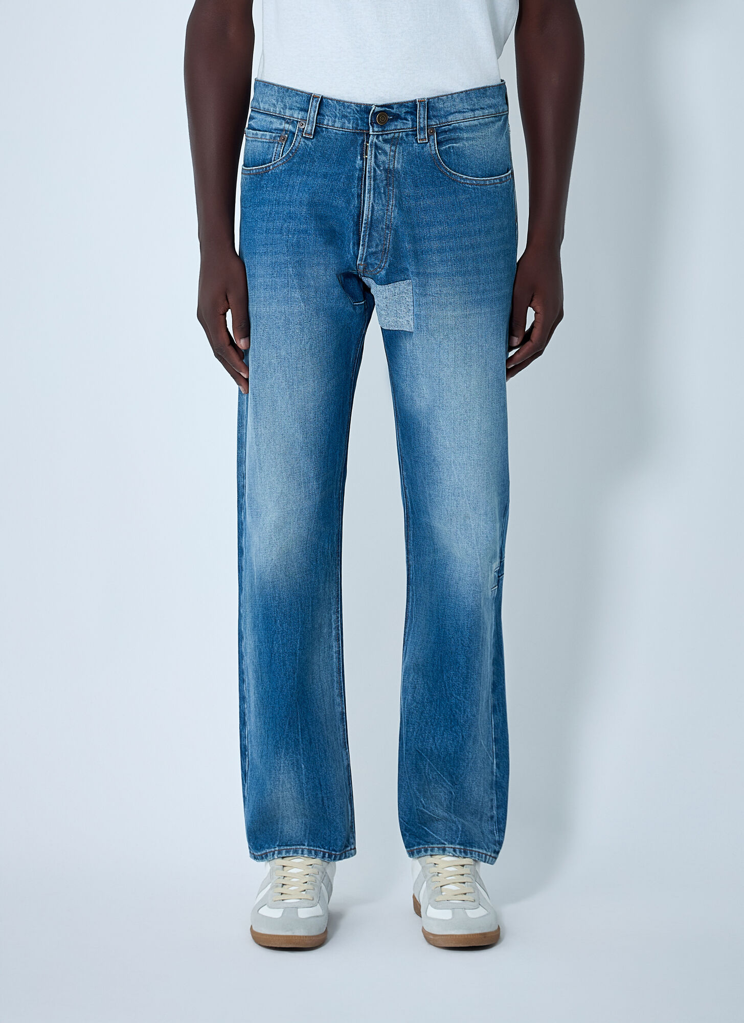 Maison Margiela Contrast Panel Jeans - Man Jeans Blue 34　メゾン マルジェラ コントラスト パネル ジーンズ - メンズ ジーンズ ブルー 34 Maison