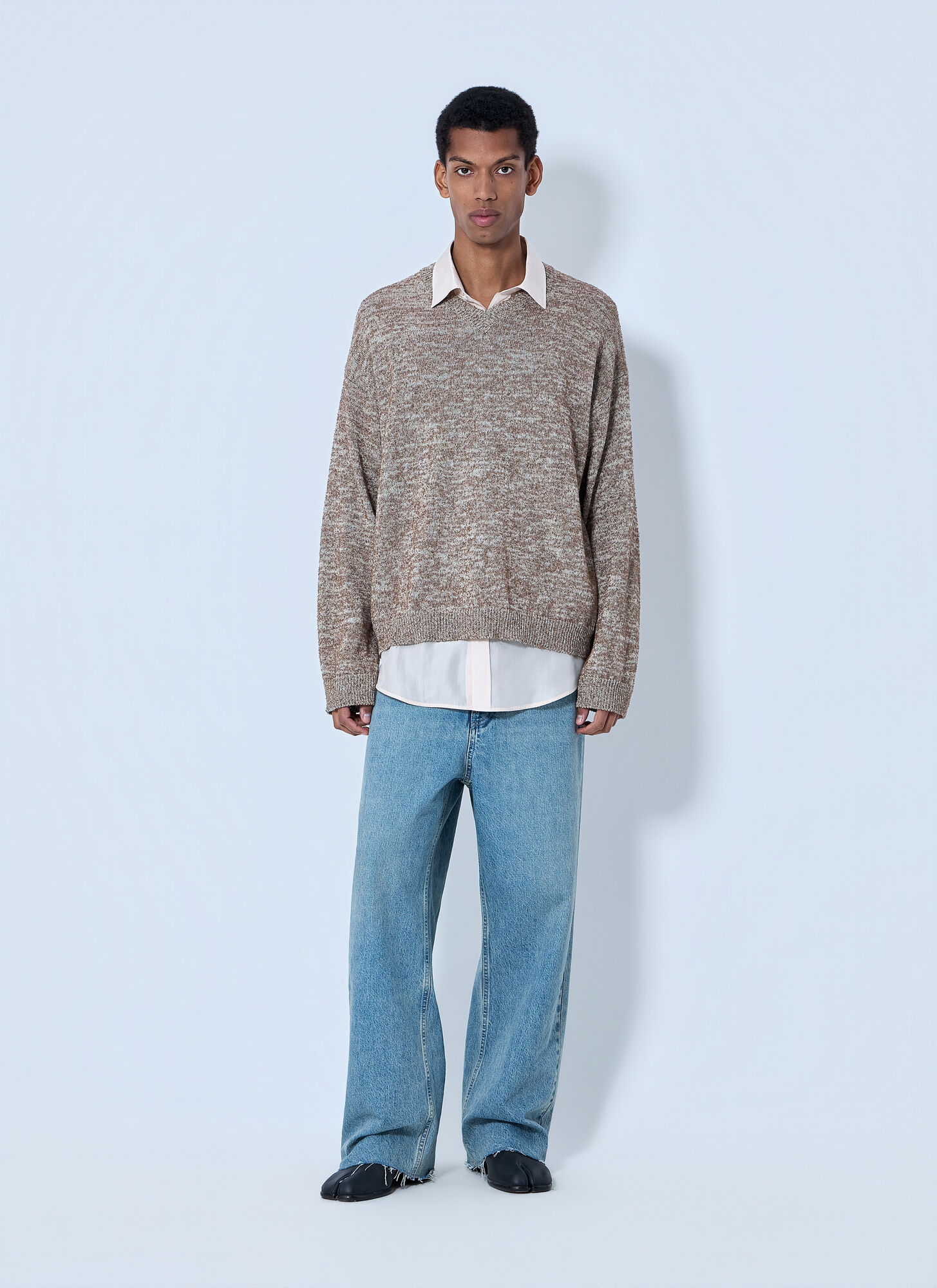  Maison Margiela Maison Margiela V-neck Knit Sweater - Mann Strick Brown L 