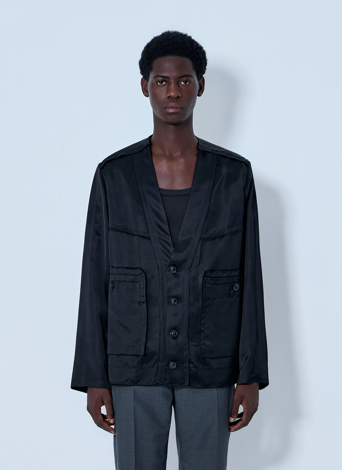 Maison Margiela Buttoned Jacket With Patch Pockets - Man Jackets Black It - 50