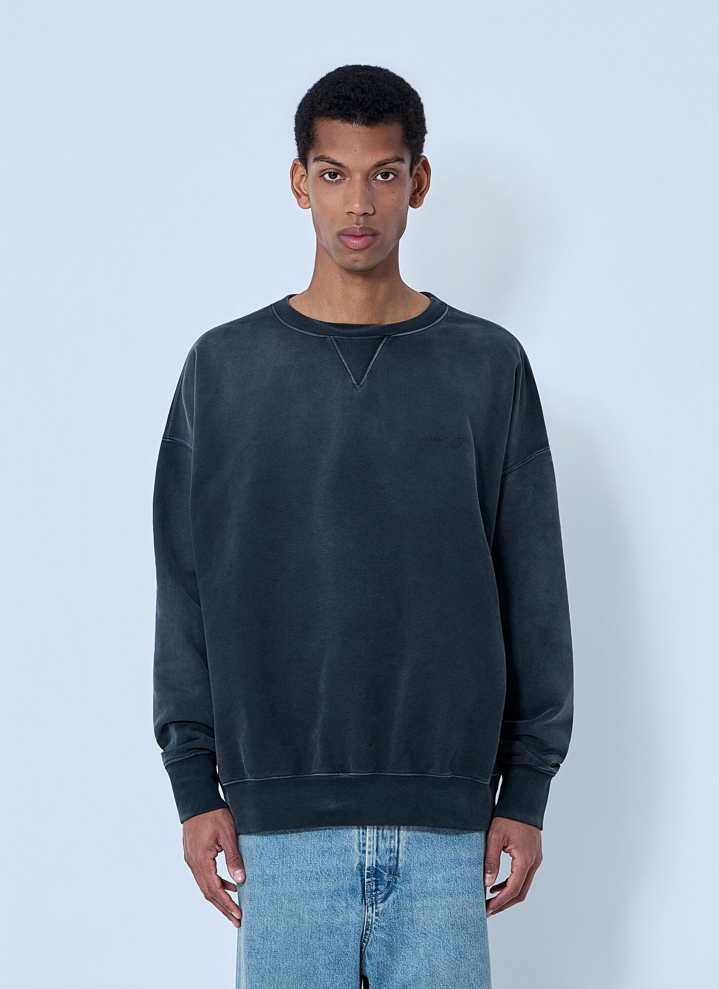 Maison Margiela Men's Navy Cotton Jersey Sweatshirt - Man Sweatshirts S
