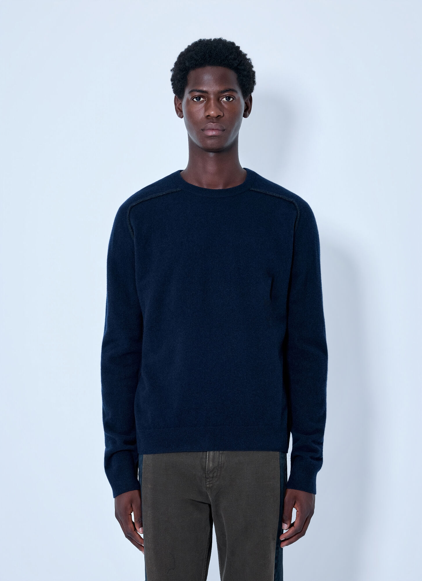 Maison Martin Margiela Men's Blue Crew Neck Sweater In Virgin Wool - Image 3