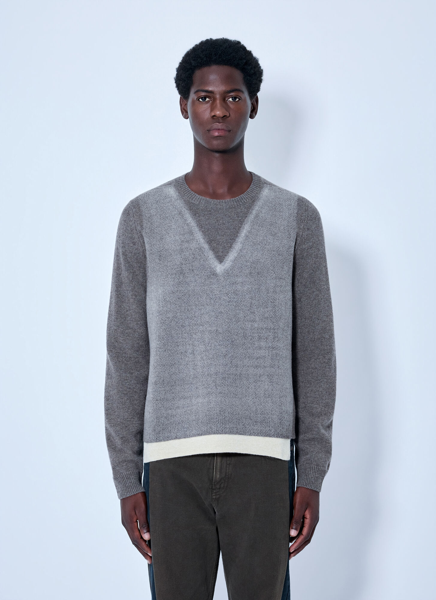 Maison Margiela Men's Grey Fused Knit Sweater - Man Knitwear M - Image 1