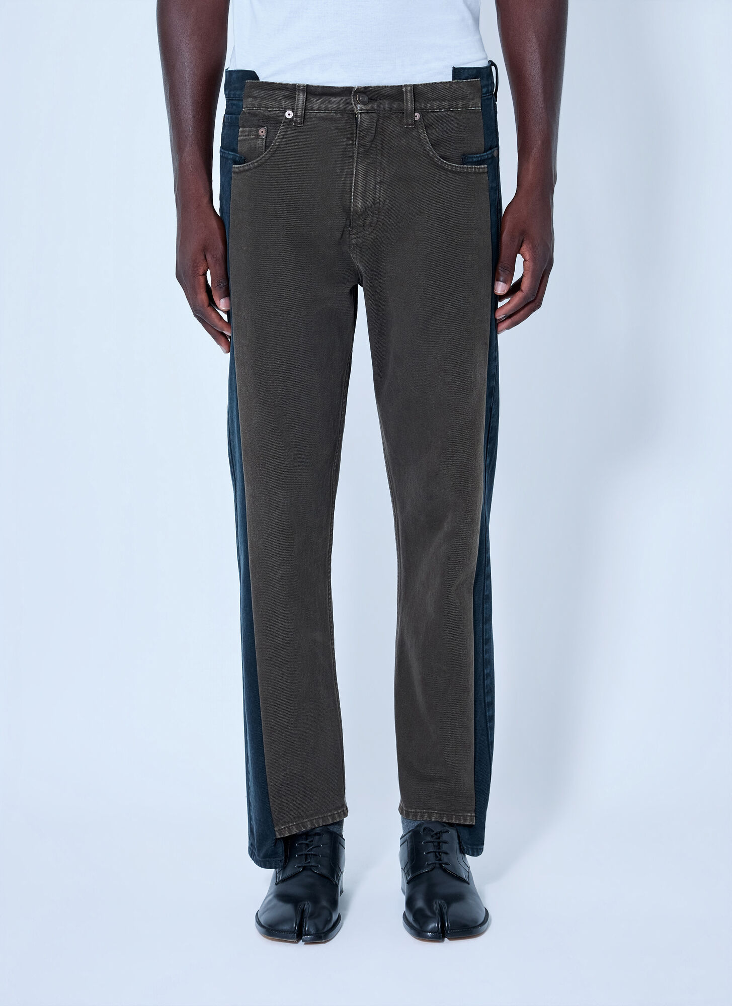 Maison Margiela Asymmetrical-Cut Jeans - Male - Straight Fit Jeans - Brown - W34 - Jeans - Image 3