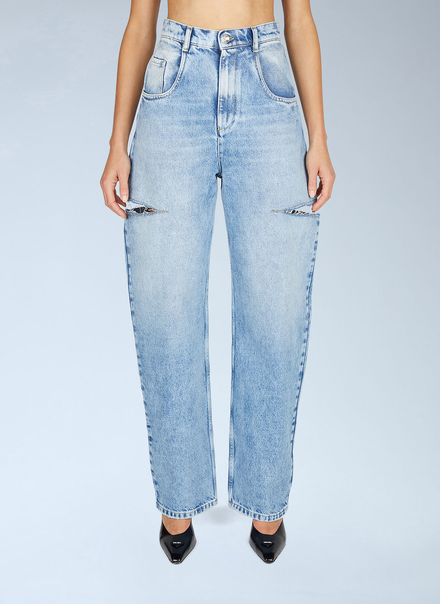 Maison Margiela Women's Blue Ripped Jeans - Woman Jeans Fr - 40
