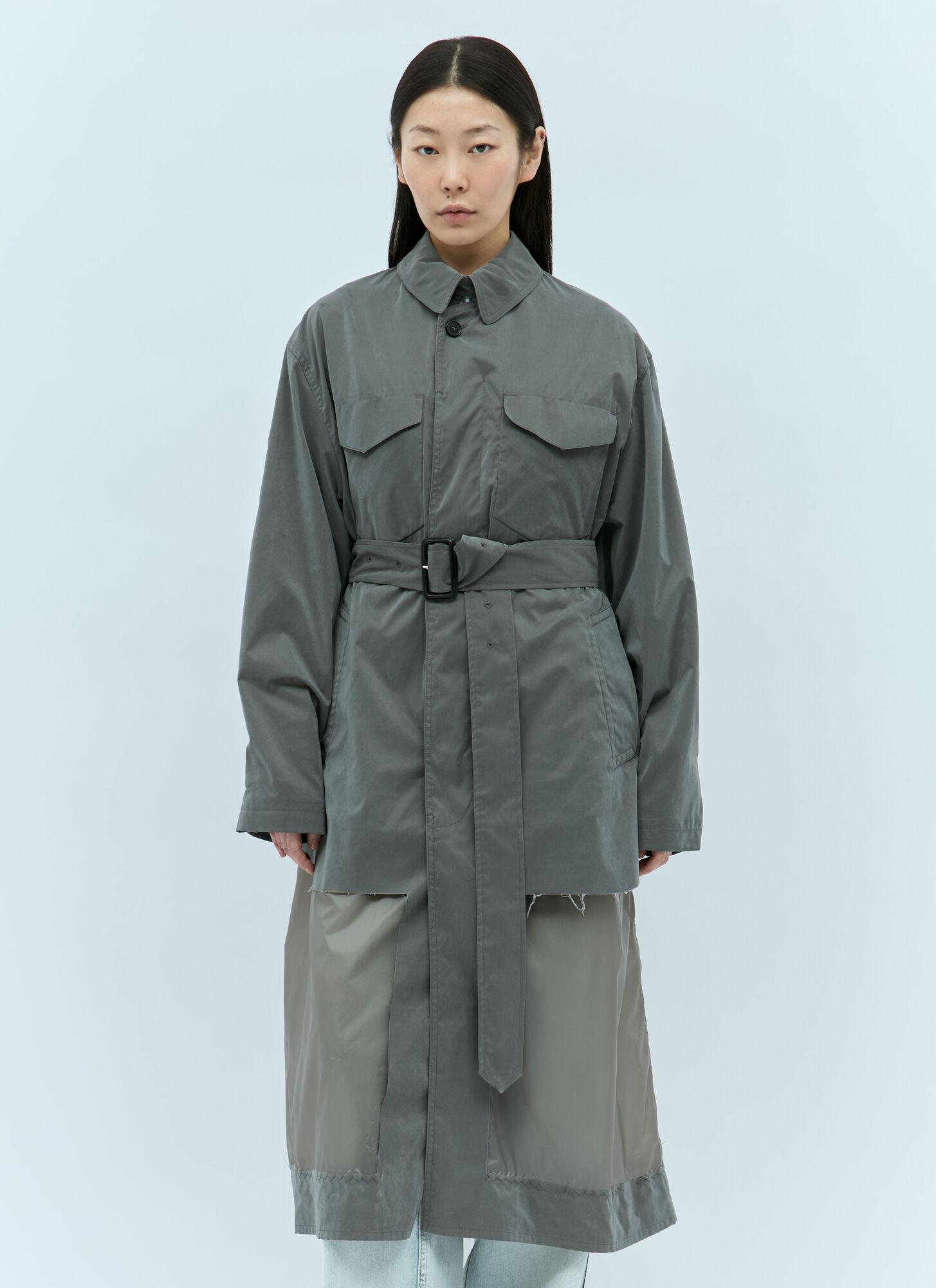 Maison Margiela Unfinished Muli-pocket Trench Coat In Grey | ModeSens
