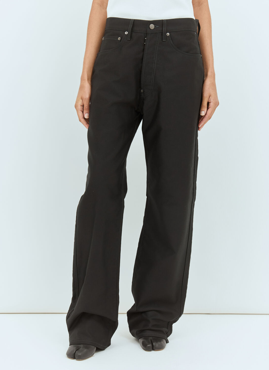 Maison Margiela Women Straight-leg Coated Jeans In Black