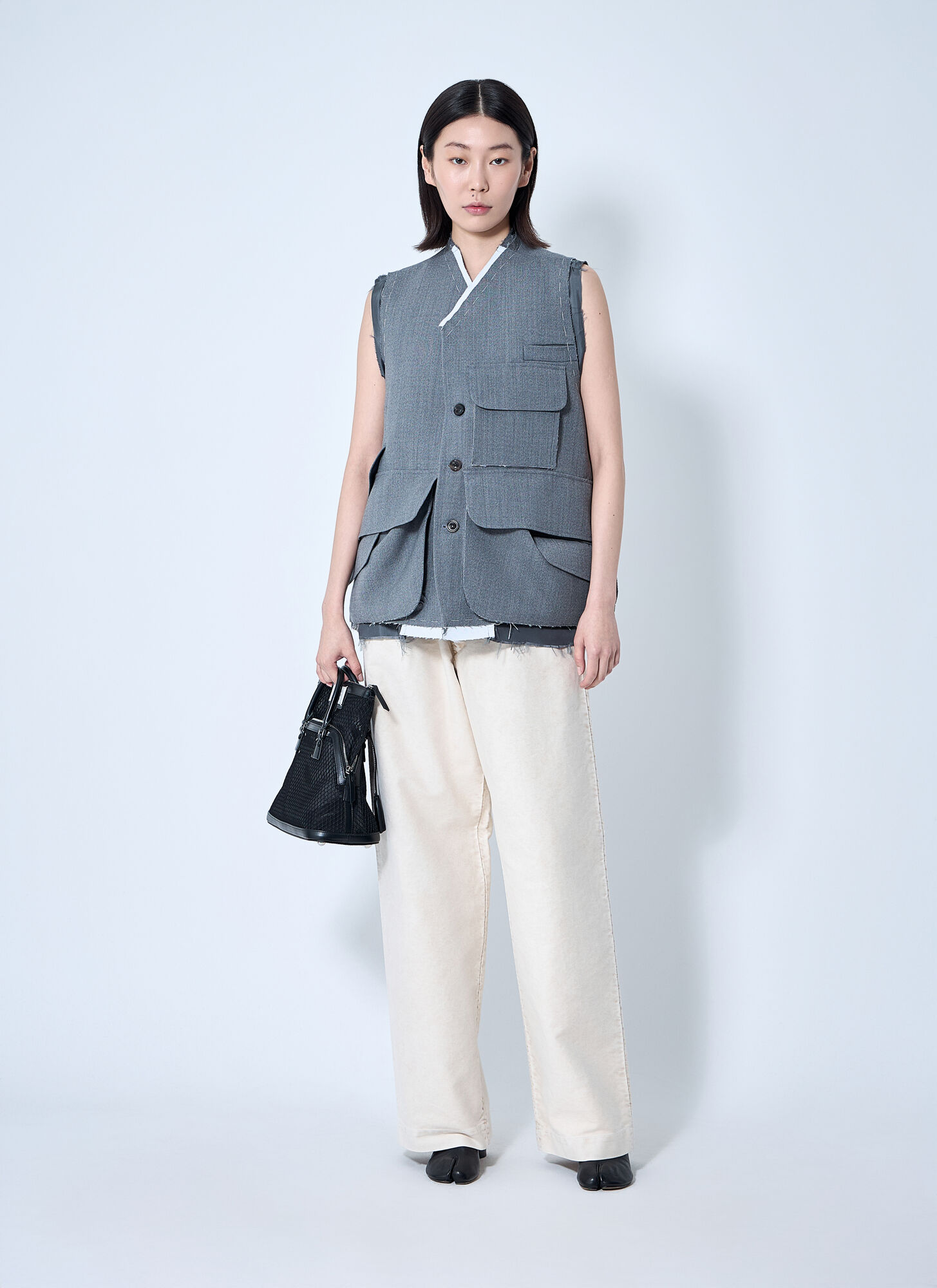  Maison Margiela Maison Margiela Distressed Wool Waistcoat - Frau Tops Grey It - 42 