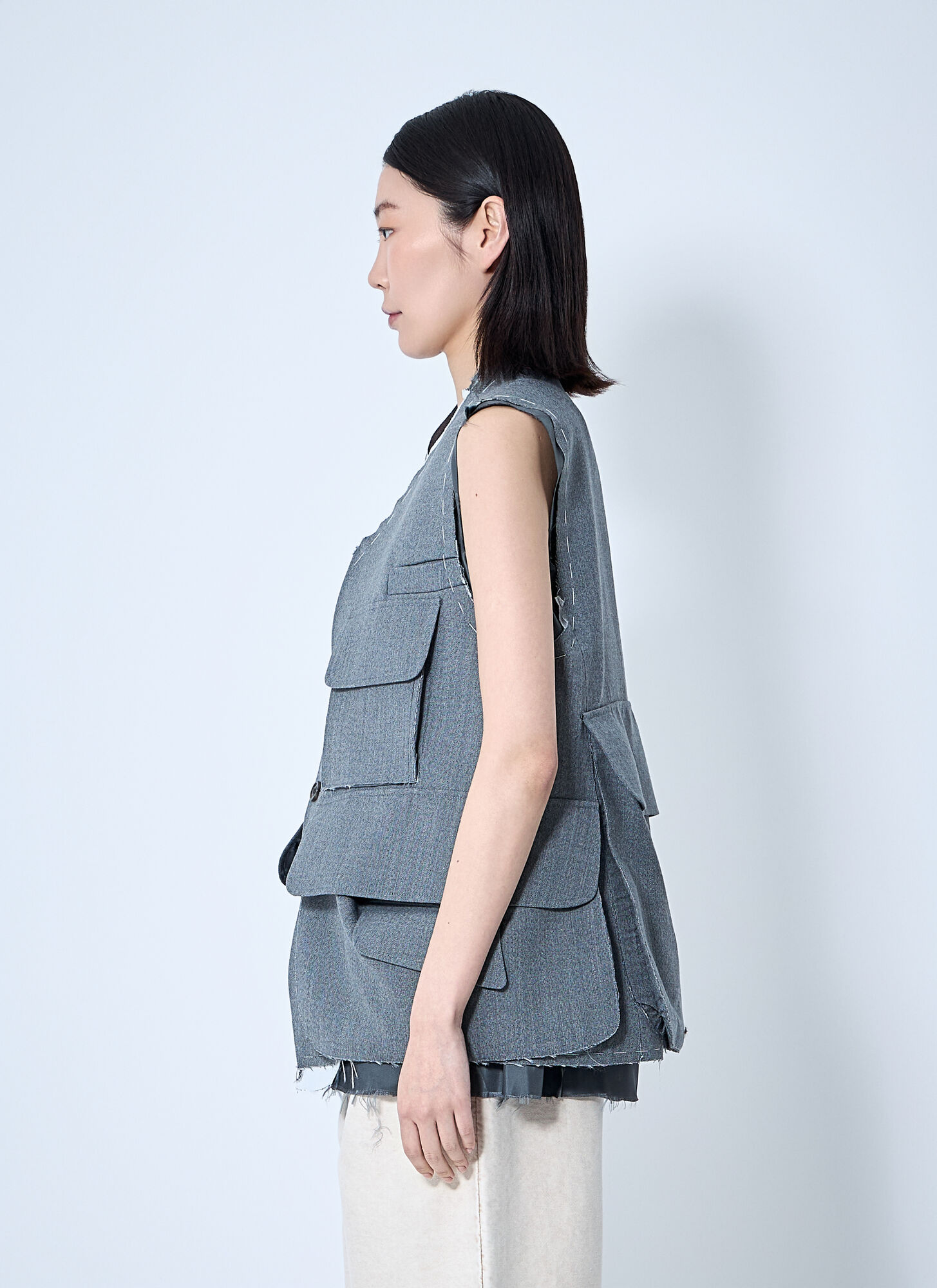  Maison Margiela Maison Margiela Distressed Wool Waistcoat - Frau Tops Grey It - 42 