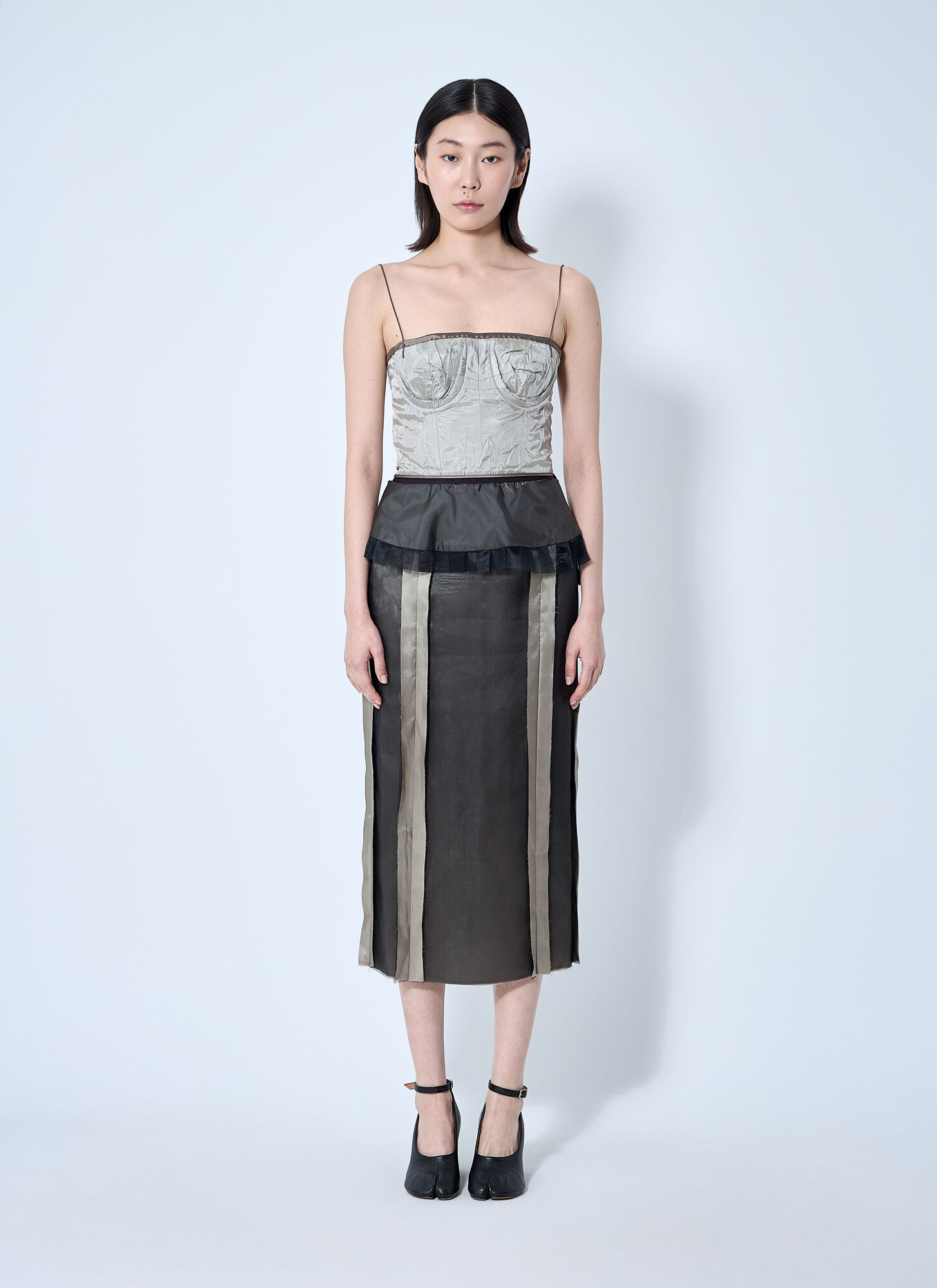 Maison Margiela Contrast Panel Silk Midi Dress – Woman Dresses Black It – 40