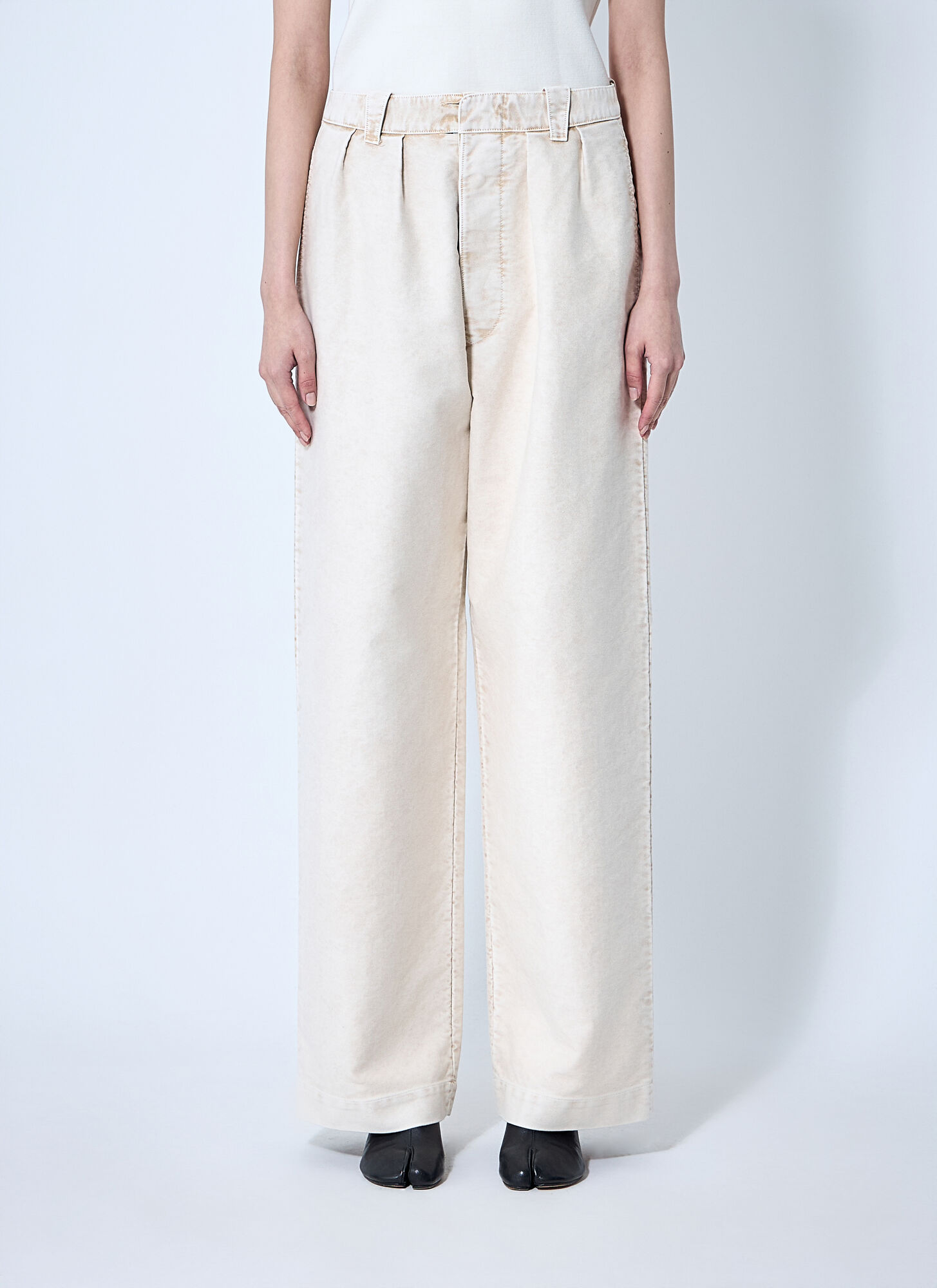 Maison Margiela Women's Beige Wide Leg Pants - Woman Jeans It - 42