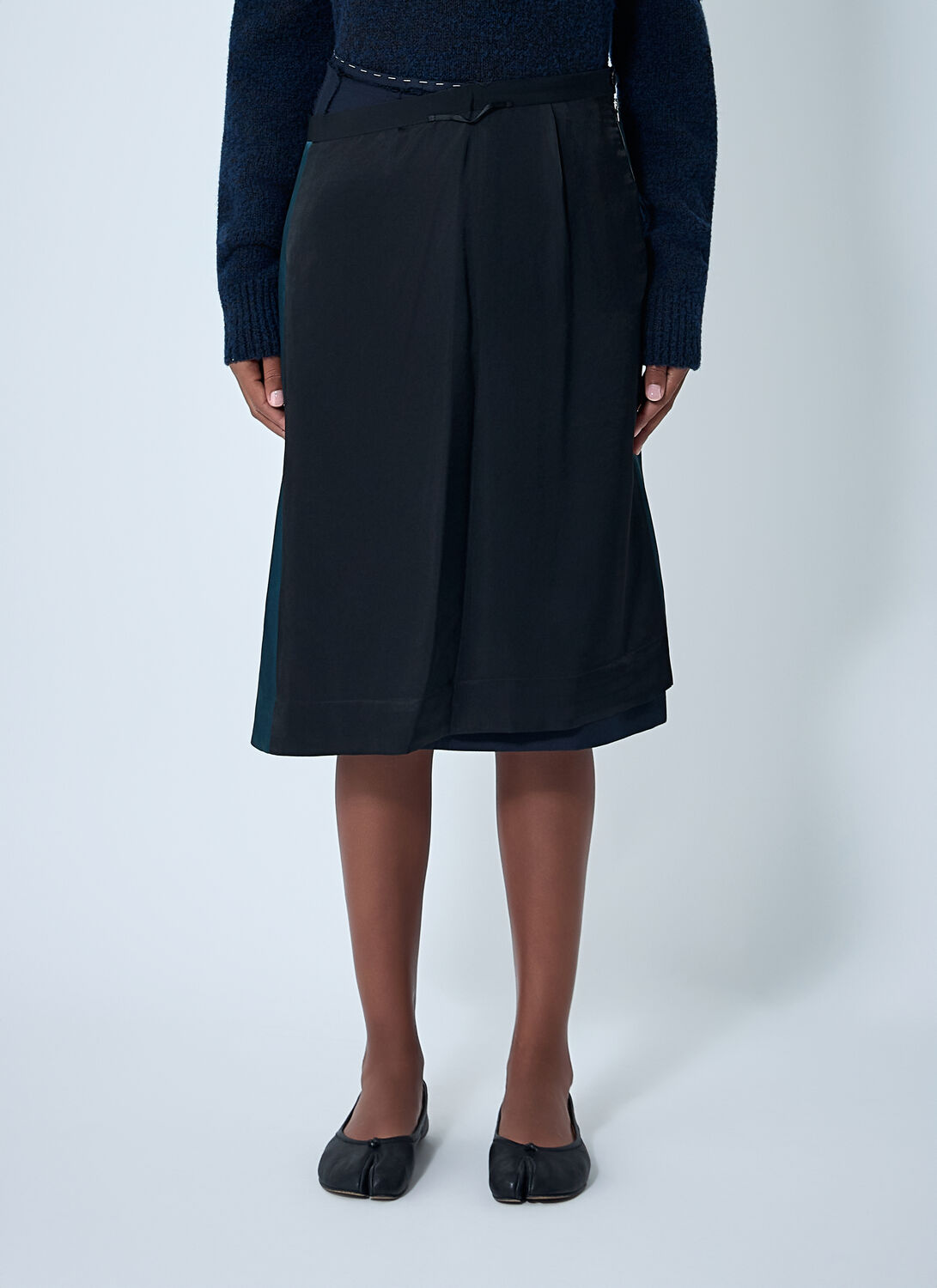 Maison Margiela Contrast Panel Midi Skirt In Blue