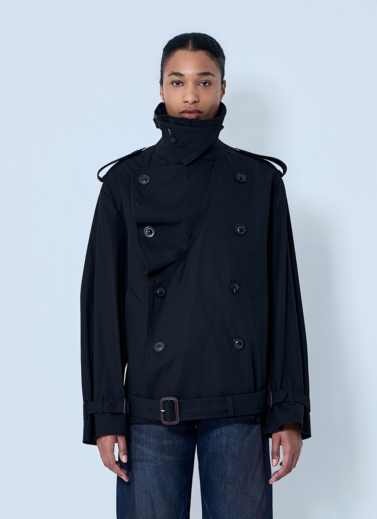 Maison Margiela Maison Margiela Double-breasted High-collar Jacket - Woman Jackets Black It - 38　メゾン マルジェラ ダブルブレスト ハイカラー ジャケット - ウィメンズ ジ