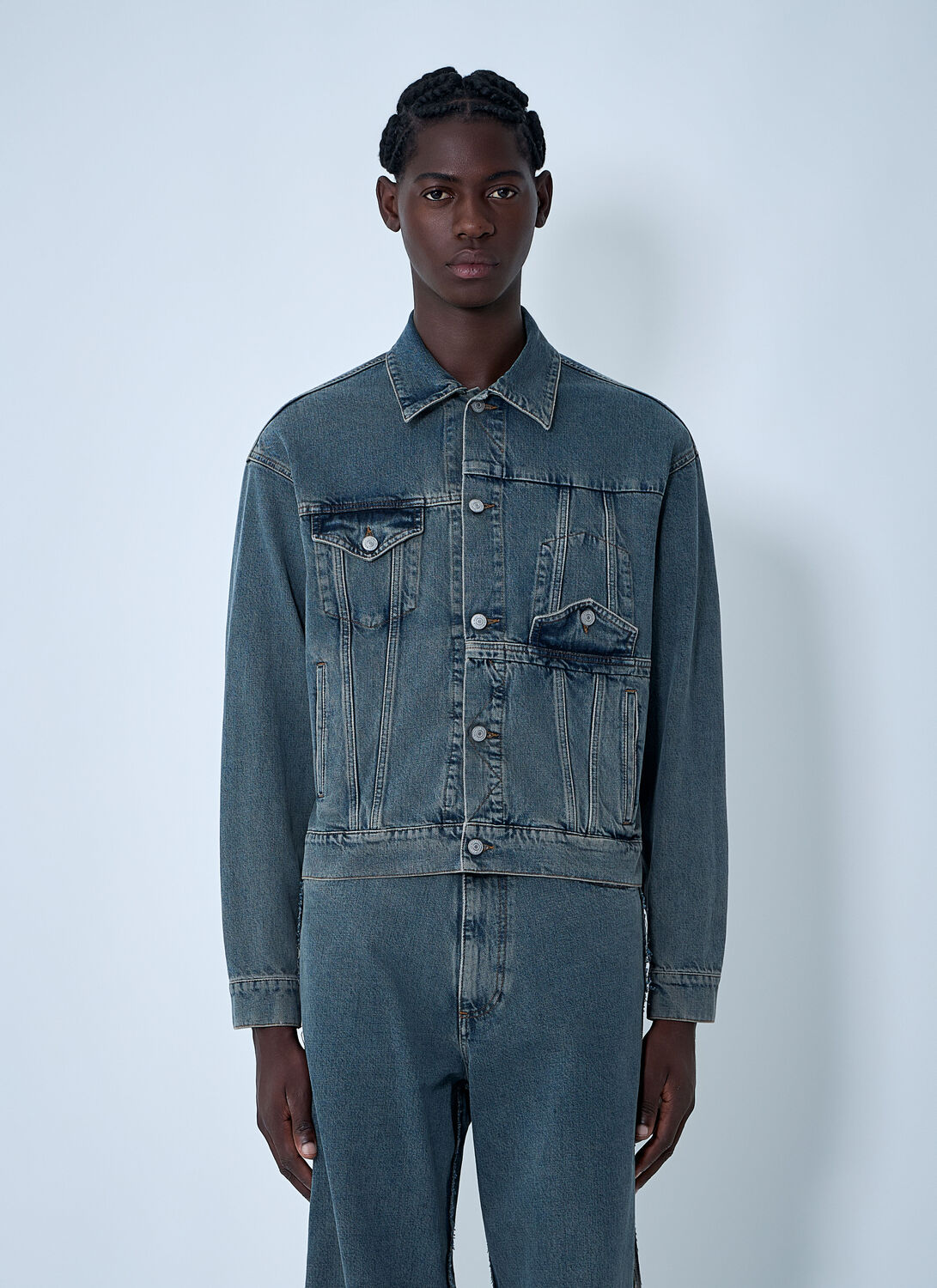 Mm6 Maison Margiela Denim Trucker Jacket In Animal Print
