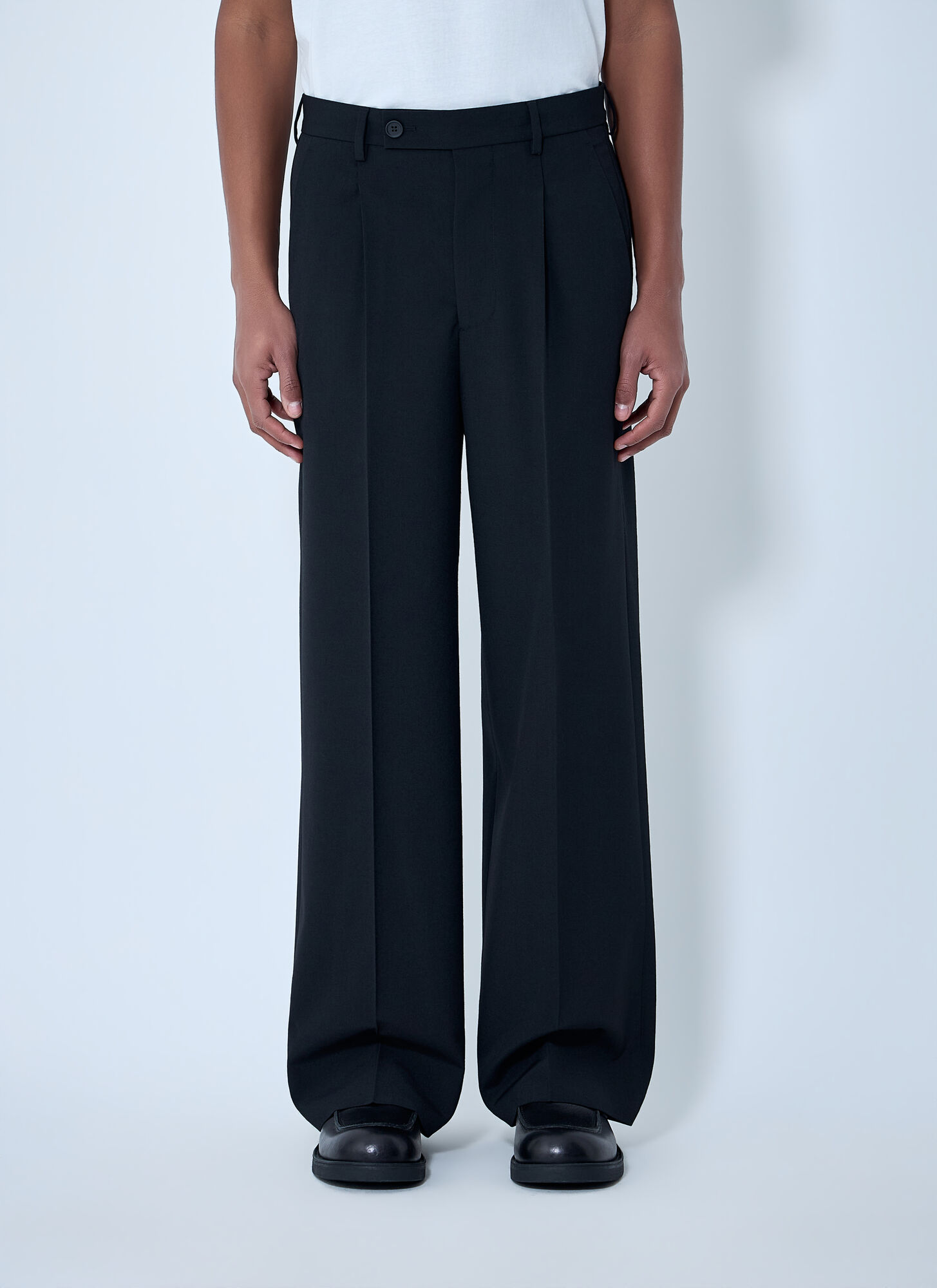 Mm6 Maison Margiela Men's Black Wide-Leg Tailored Pants - Man Pants It - 48