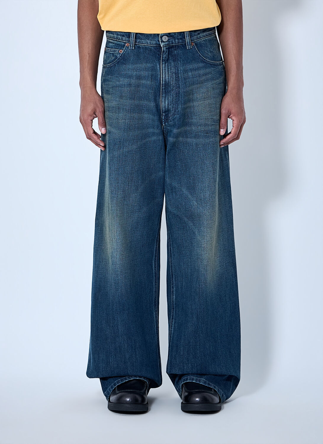 MM6 Maison Margiela Wide-leg Denim Trousers - Man Jeans Blue 34