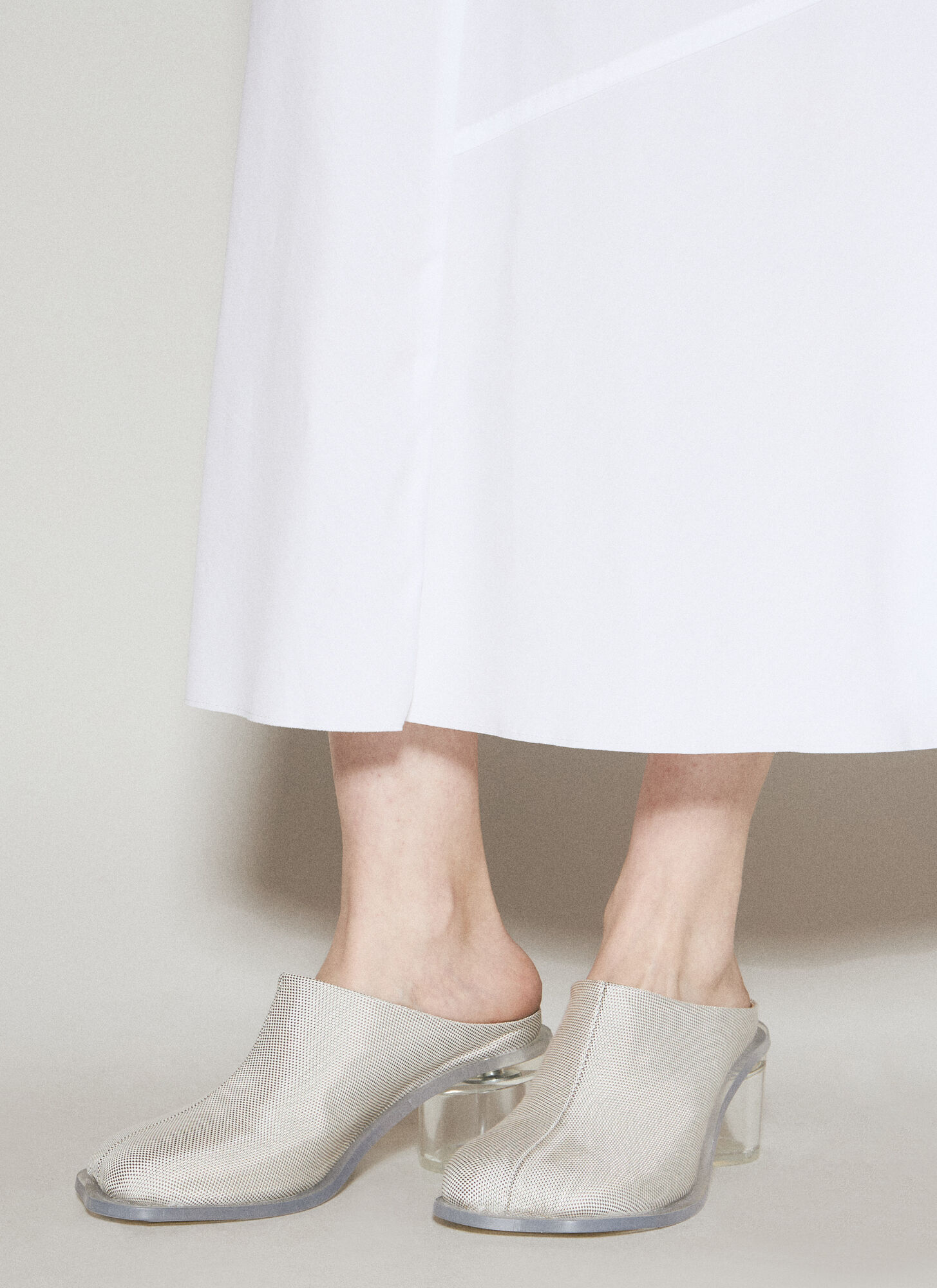 Shop Mm6 Maison Margiela Anatomic Transparent Heeled Slip-on Mules In Beige