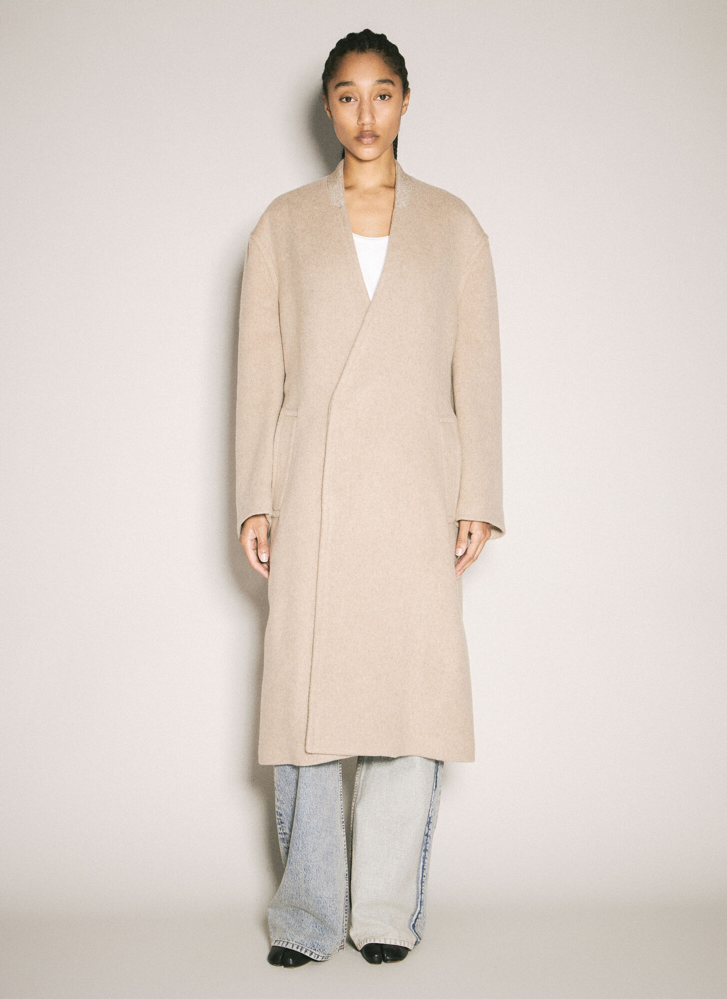 Mm6 Maison Margiela Women's Beige Wraparound Belted Coat - Woman Coats It - 40