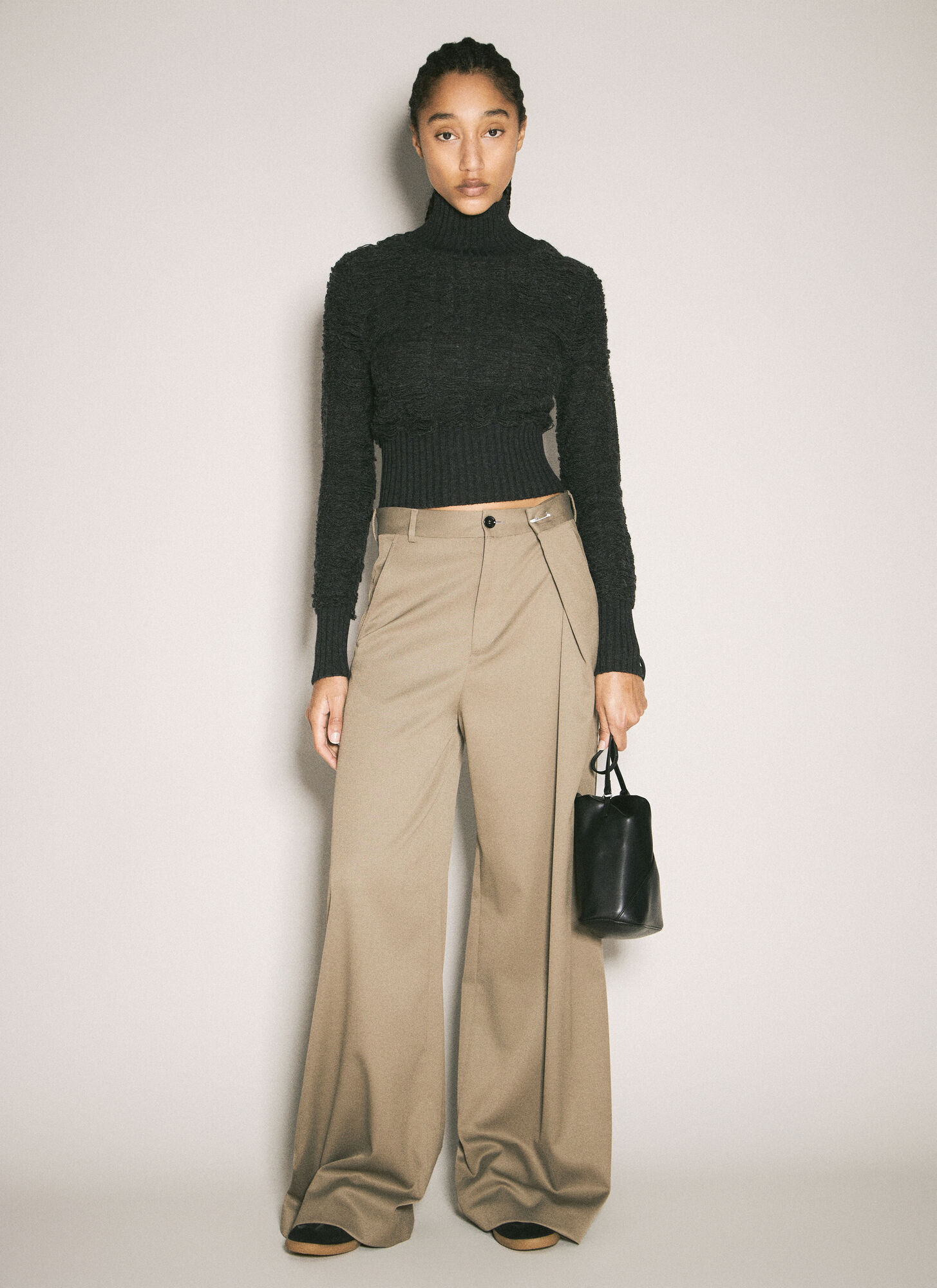 Mm6 Maison Margiela Mm6 Maison Margiela Cropped Turtleneck Sweater - Frau Strick Grey Xs 