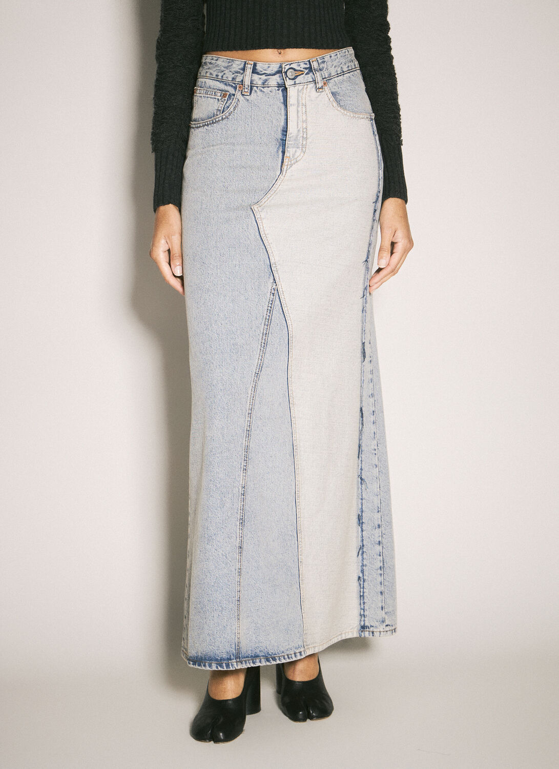 Shop Mm6 Maison Margiela Five-pocket Denim Skirt In Blue