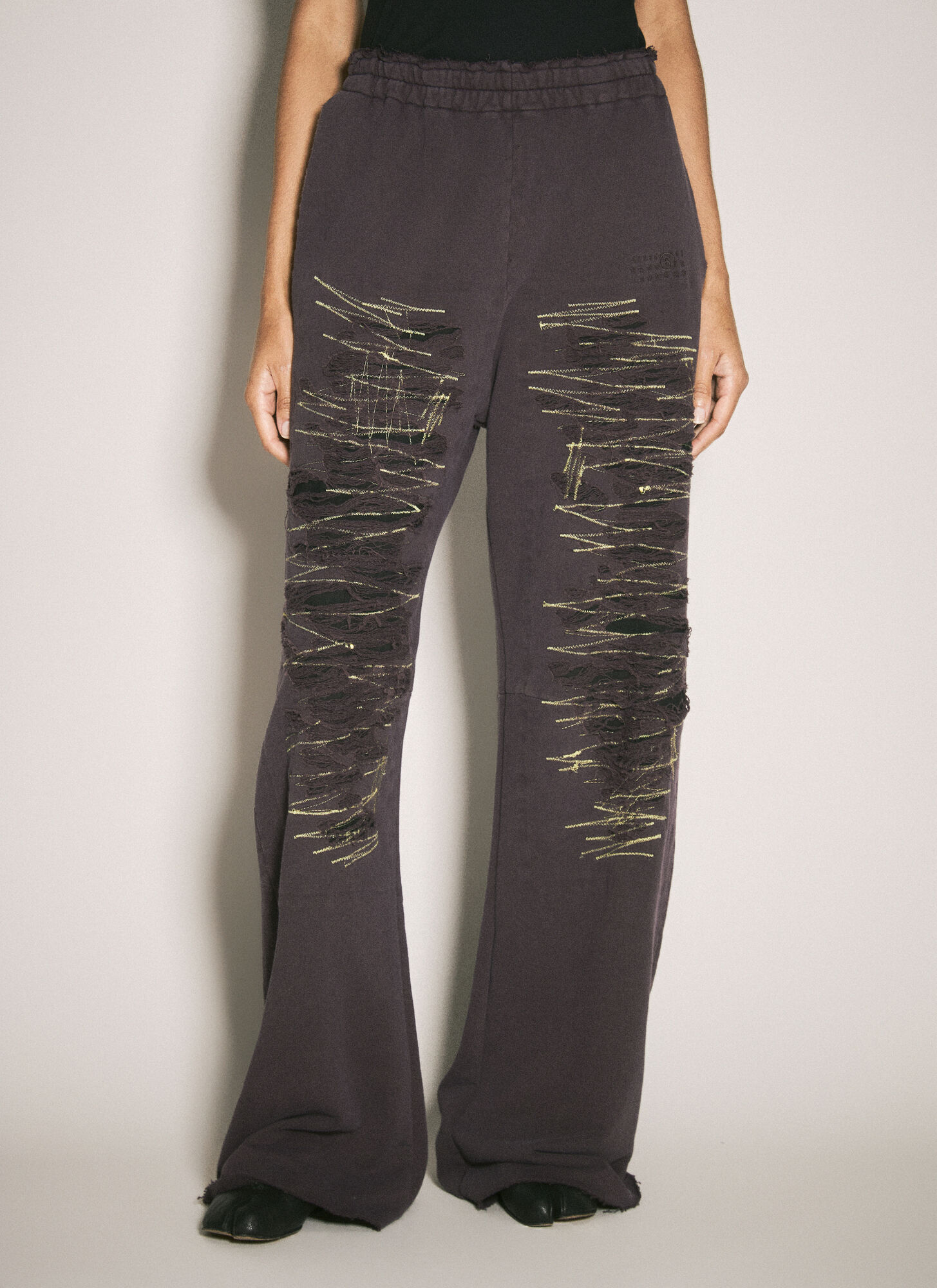 Mm6 Maison Margiela Women's Purple Distressed Track Pants - Woman Track Pants M