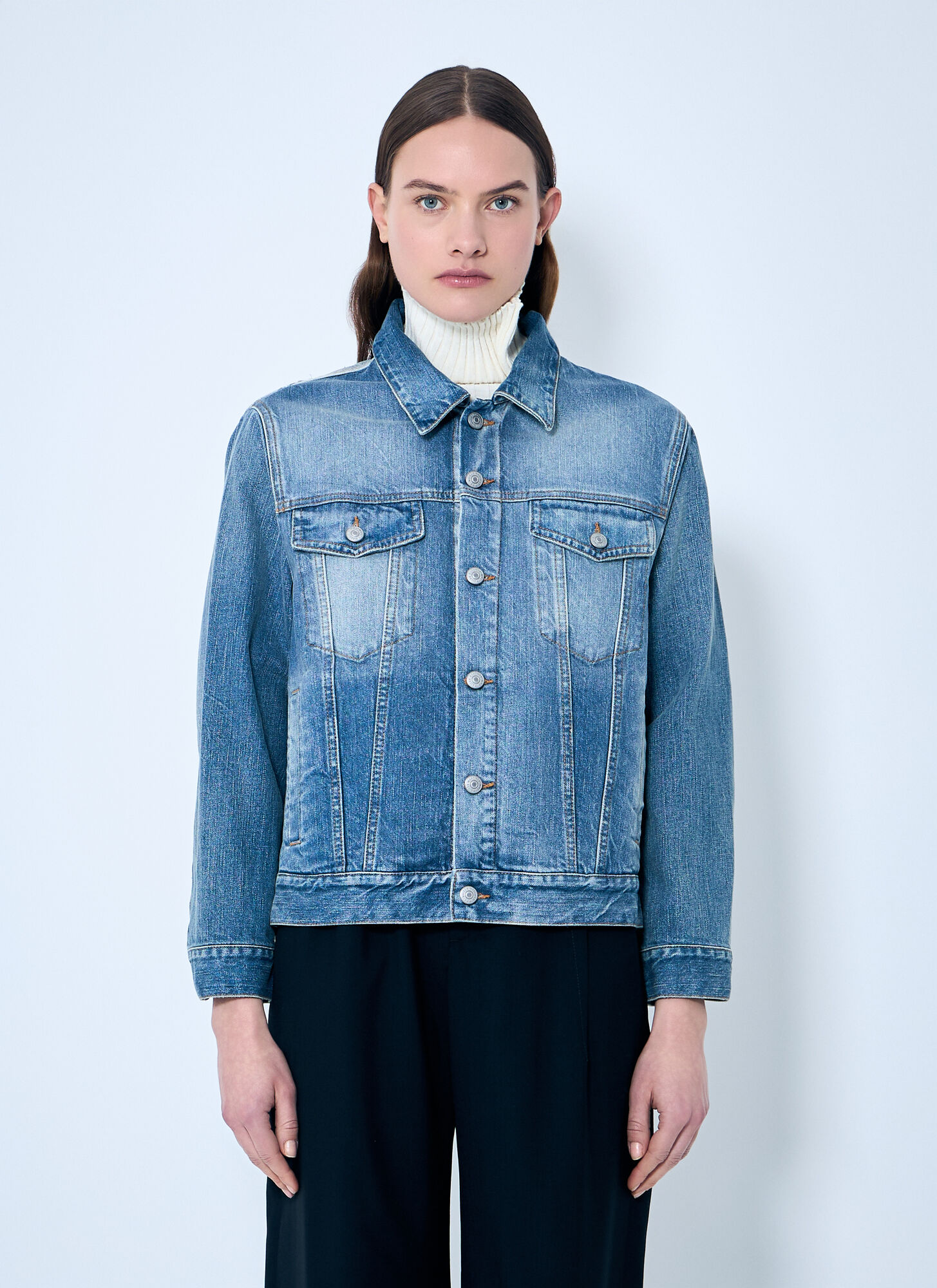 Mm6 Maison Margiela Women's Blue Denim Jacket - Woman Jackets It - 44