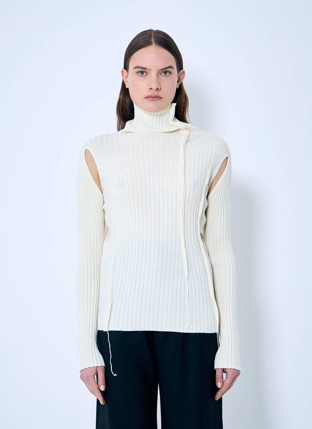 Shop Mm6 Maison Margiela Rib Sweater In White