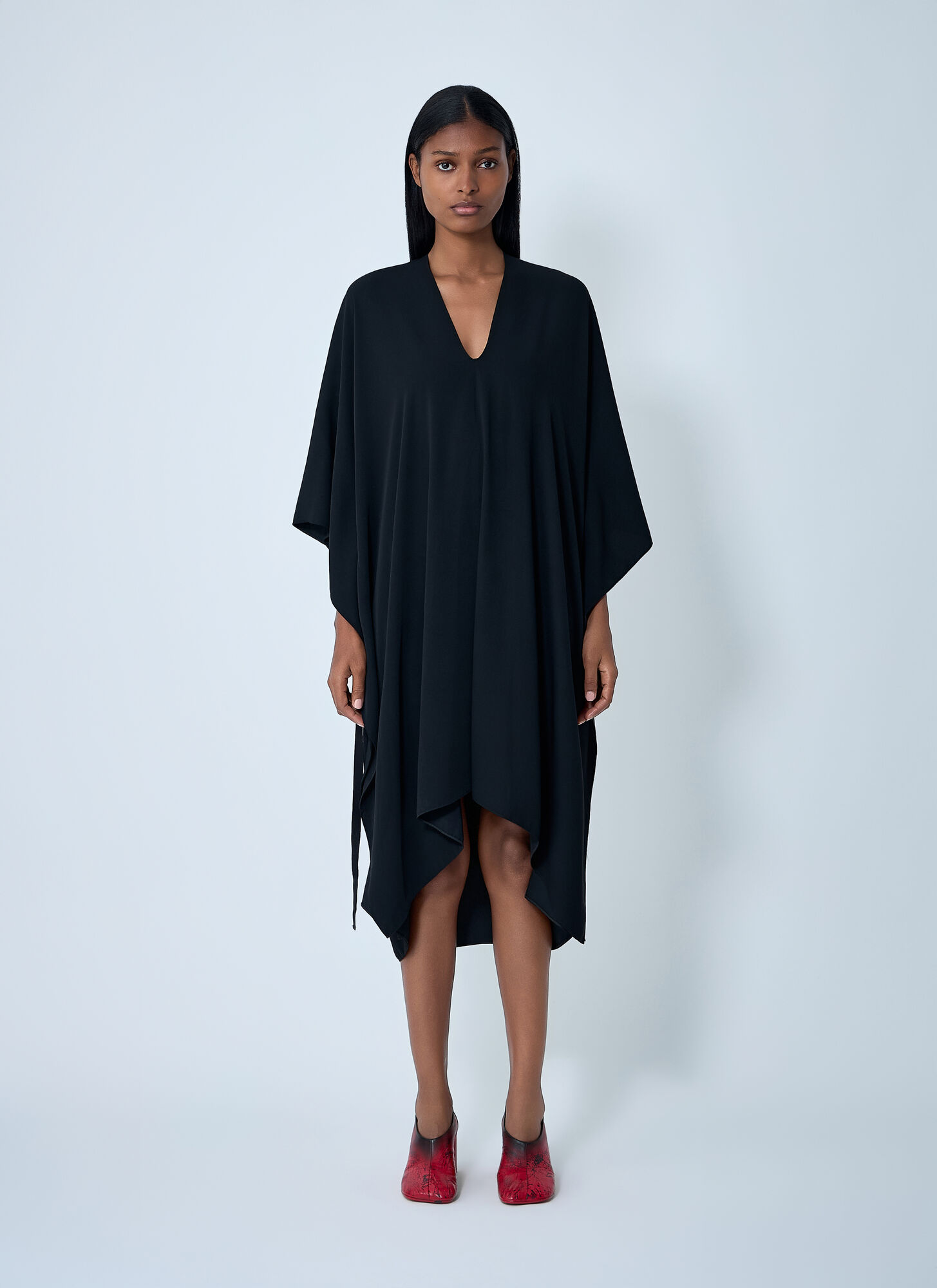 Mm6 Maison Margiela Midi Draped Dress In Black