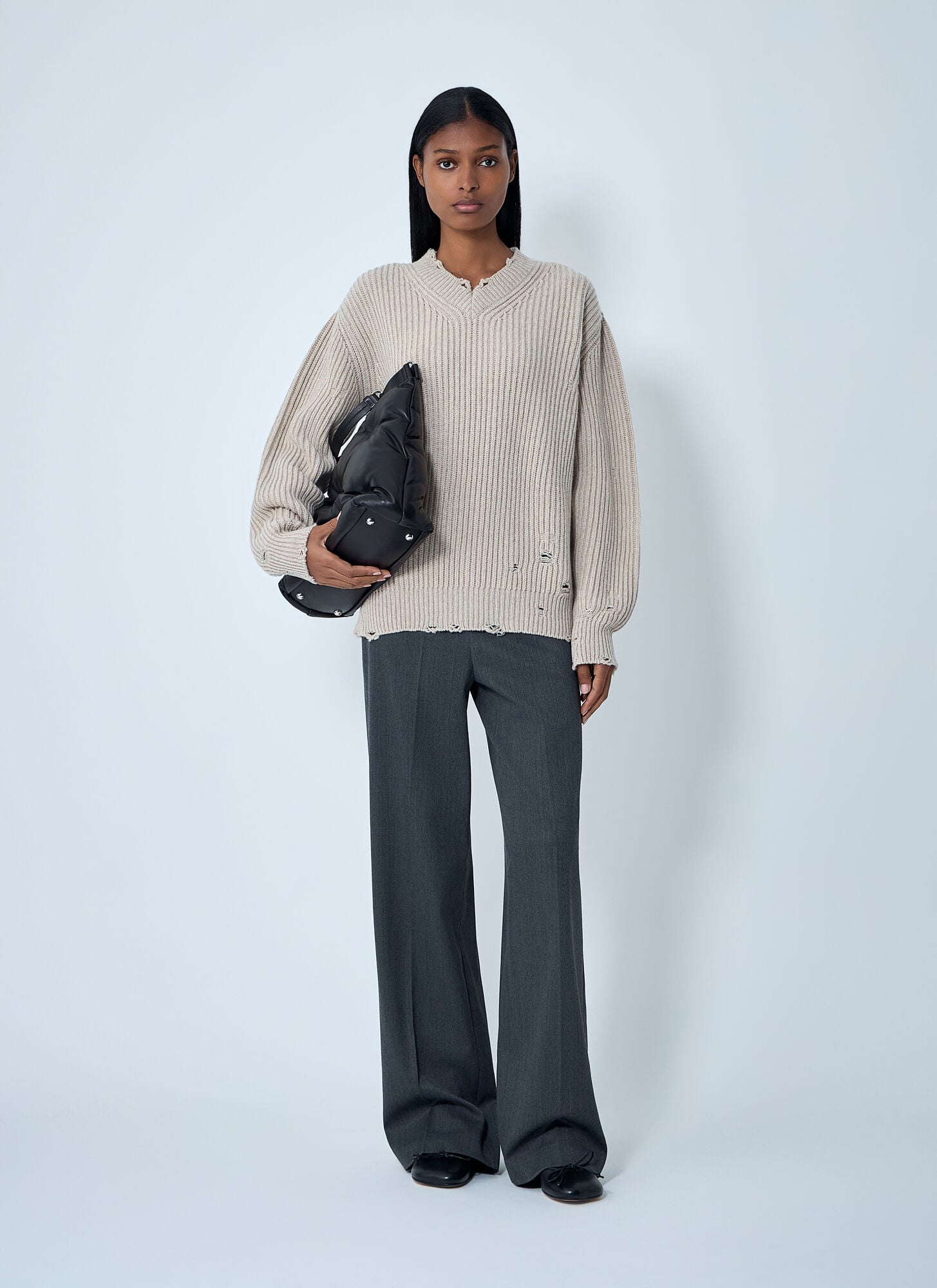  Mm6 Maison Margiela Mm6 Maison Margiela Distressed Sweater - Frau Strick Beige M 
