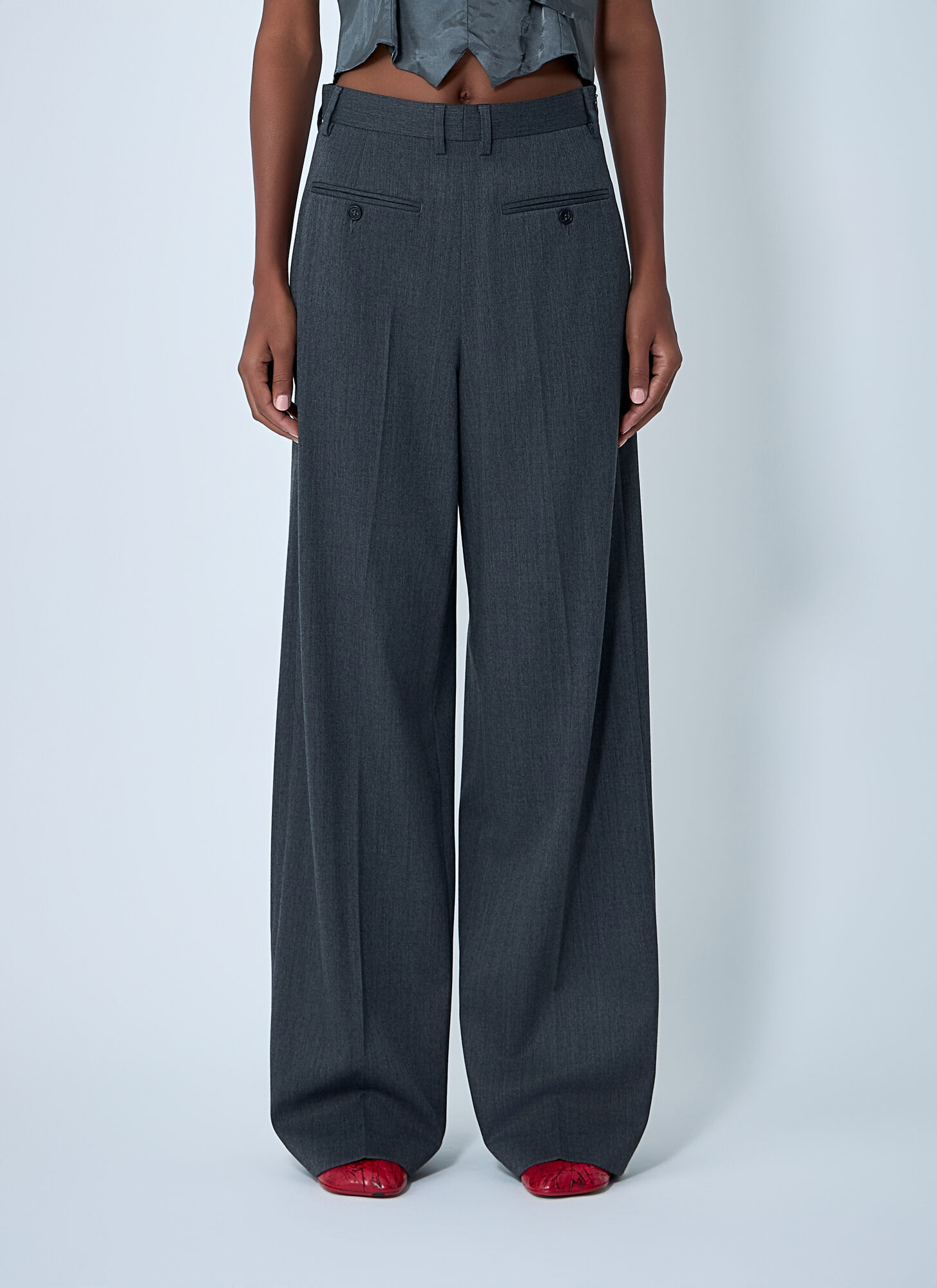 Mm6 Maison Margiela Tailored Back-to-front Pants In Gray
