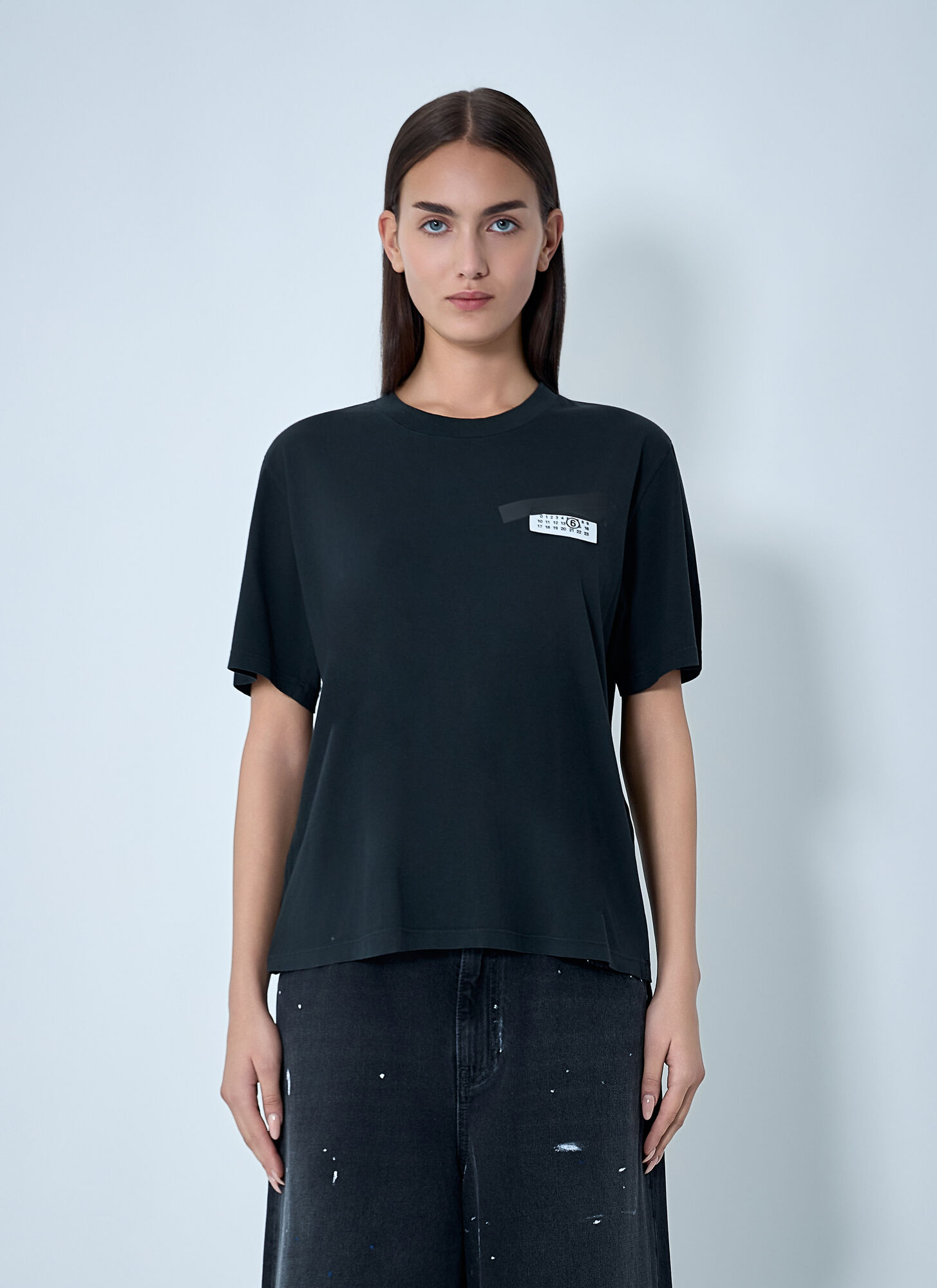 Mm6 Maison Margiela Mm6 Cotton Logo T-shirt In Black