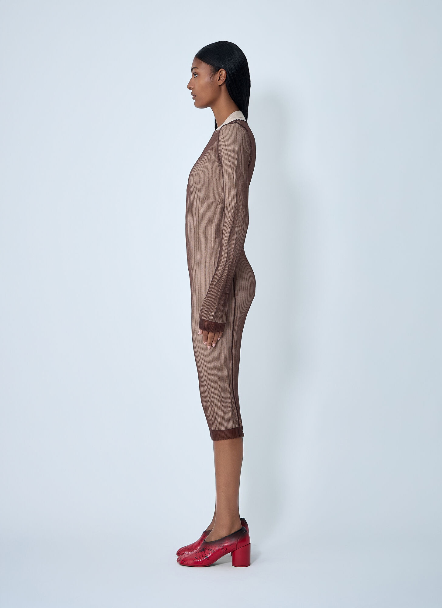  Mm6 Maison Margiela Mm6 Maison Margiela Layered Cardigan Dress - Frau Strick Brown M 