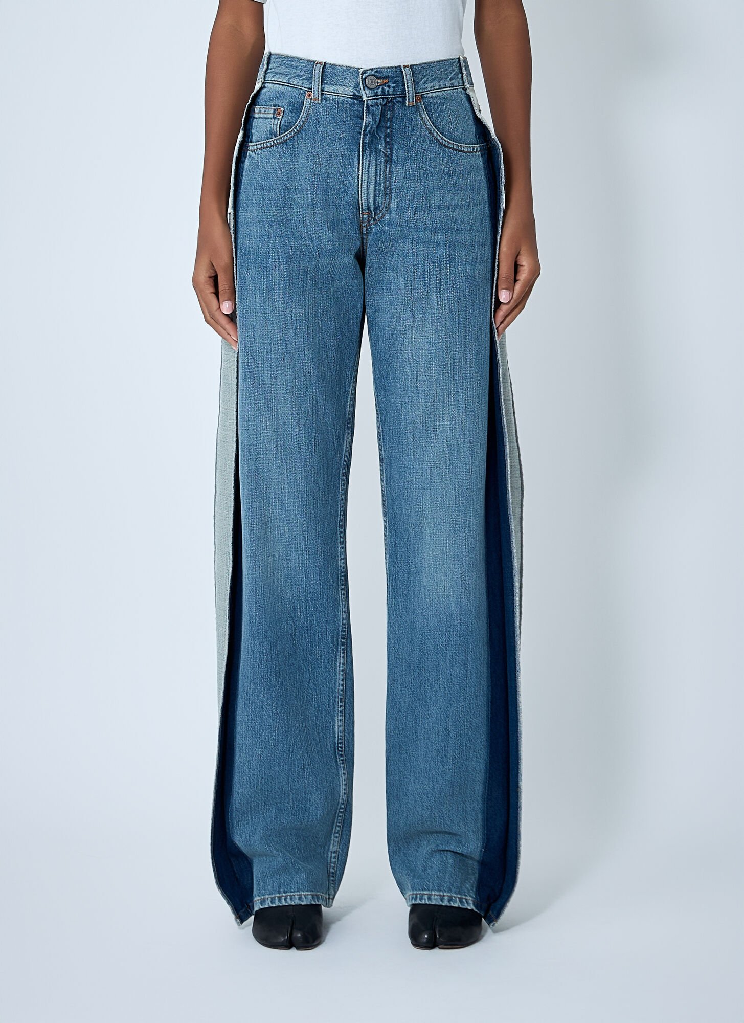 Mm6 Maison Margiela Contrast Panel Jeans In Blue