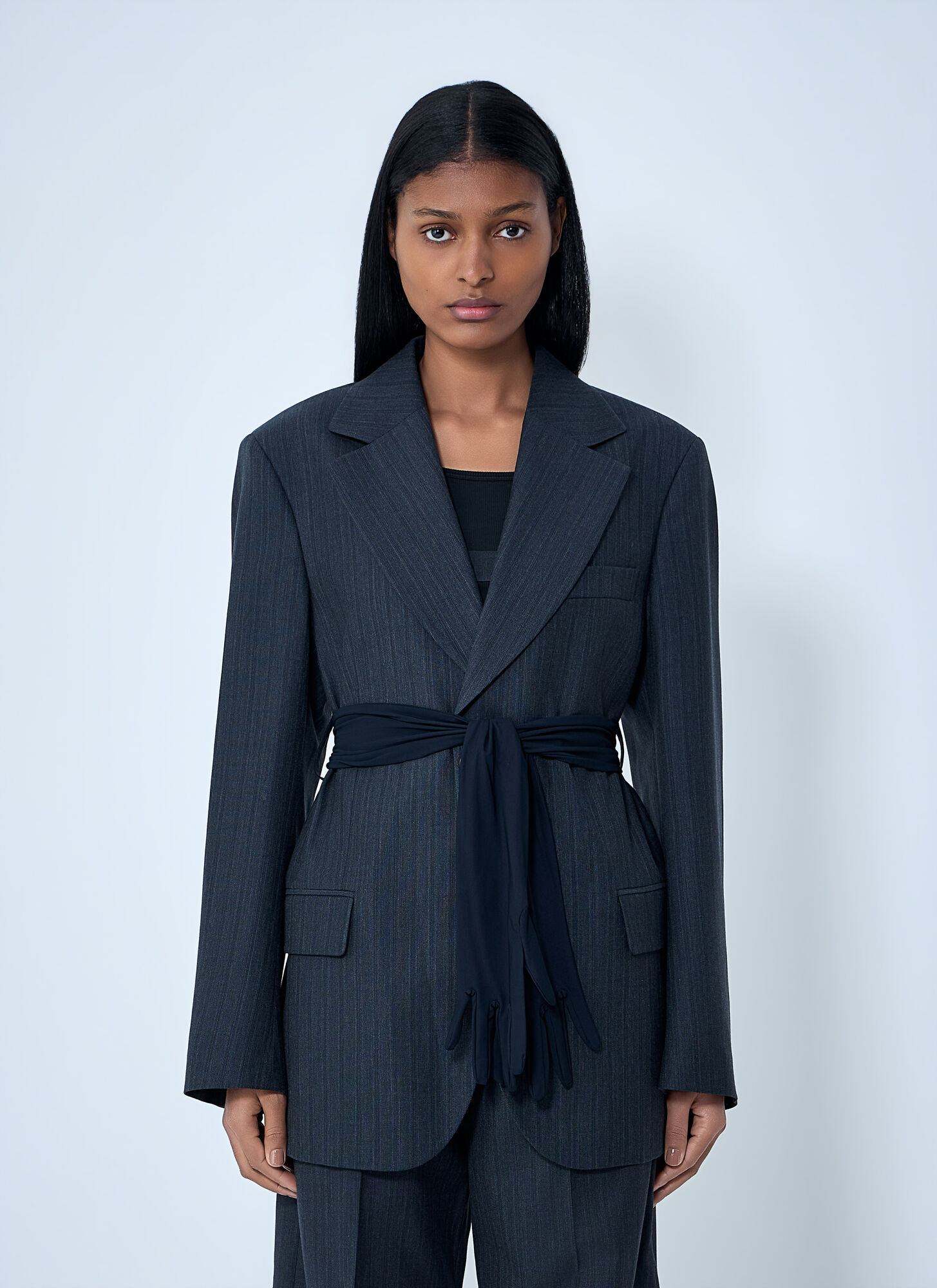 Mm6 Maison Margiela Women's Black Belted Blazer - Woman Blazers It - 42