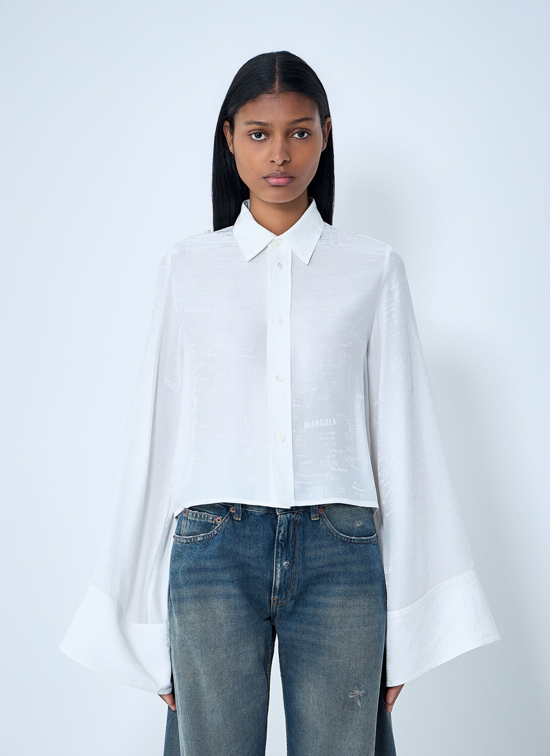 MM6 Maison Margiela Button-down Shirt With Long Flared Sleeves - Woman Shirts White It - 42