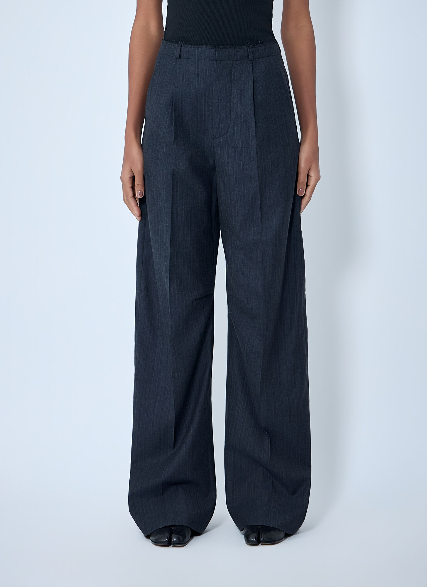 Mm6 Maison Margiela Women's Black Wide-Leg Tailored Pants - Woman Pants It - 40